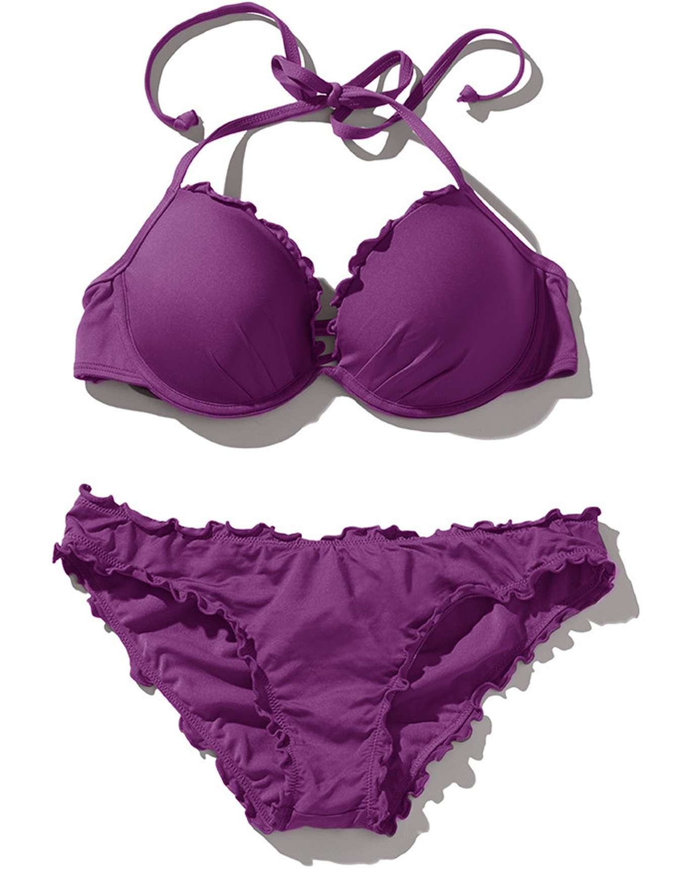 Heather Medium Purple Halter Bikini 38C Adore Me