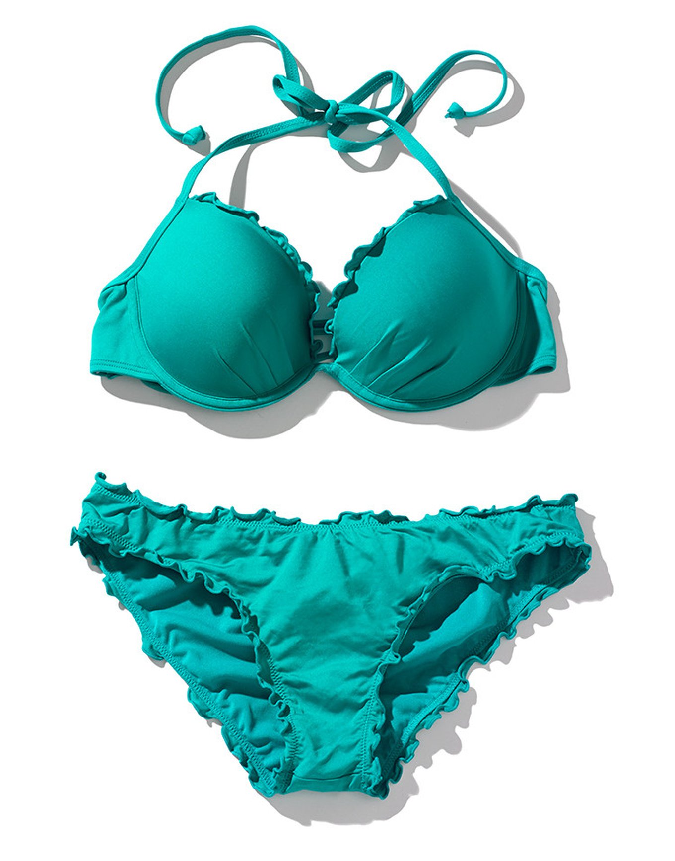 Heather Medium Green Halter Bikini B C Adore Me