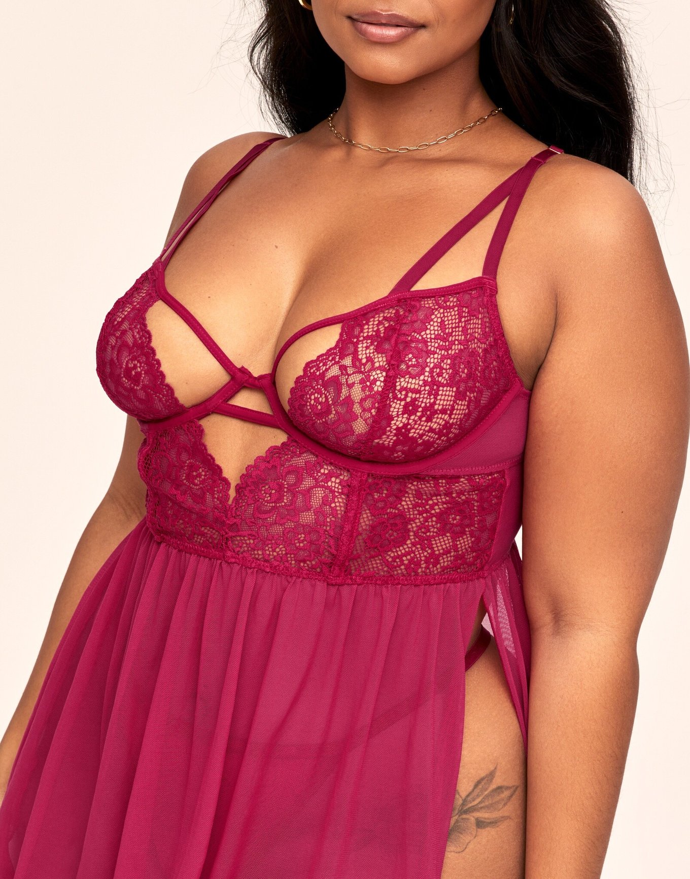 Rae Dark Red Plus Unlined Babydoll Adore Me