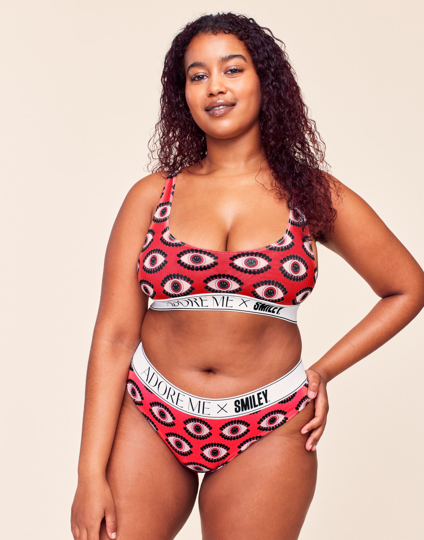 Adore Me X Smiley Bikini Convo Red Plus Low Rise Bikini Panty X