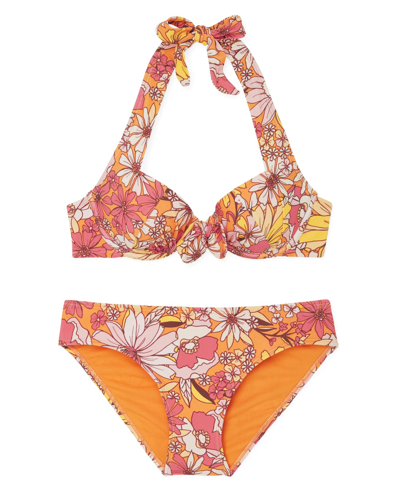 Shelby Floral Pink Two Piece Contour Demi Bikini B C Adore Me