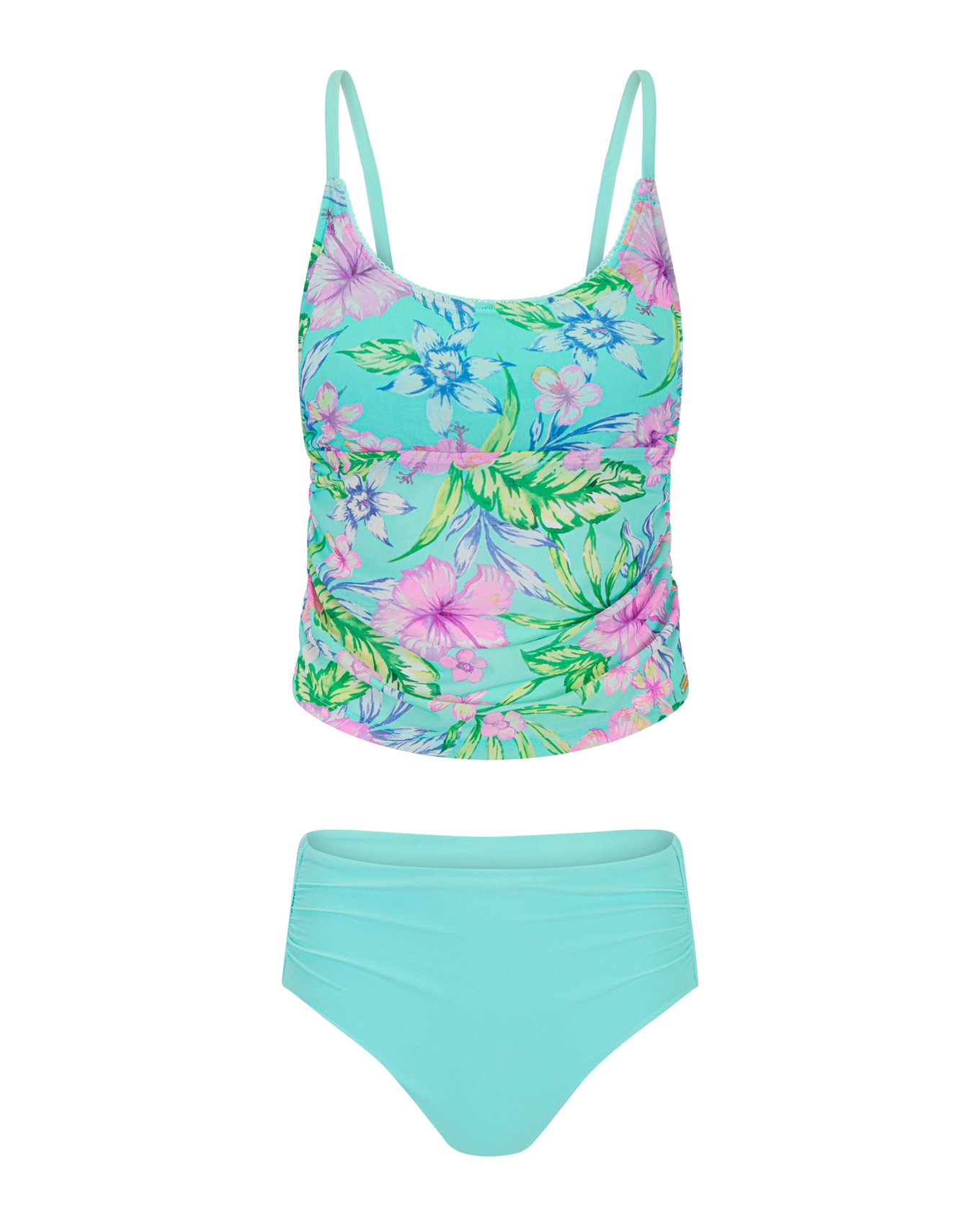 Marseille Tropical Blue Tankini Bikini And High Waisted Xs Xl Adore Me