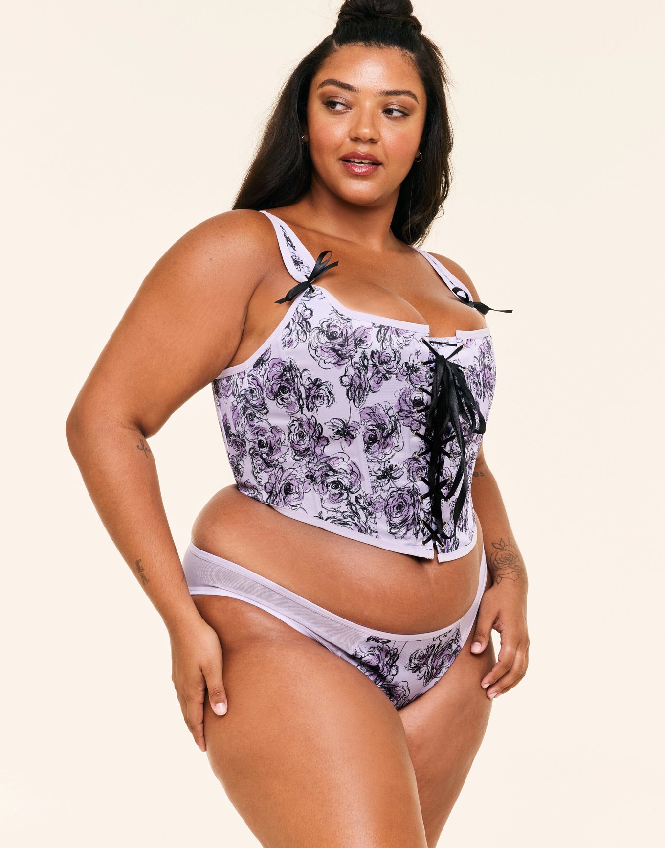 Alex Floral Purple Plus Corset Top 1X 4X Adore Me