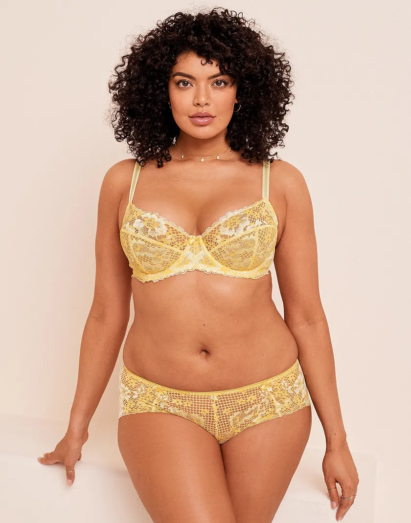 Cinthia Light Yellow Plus Unlined bra and panty bundle Model 2