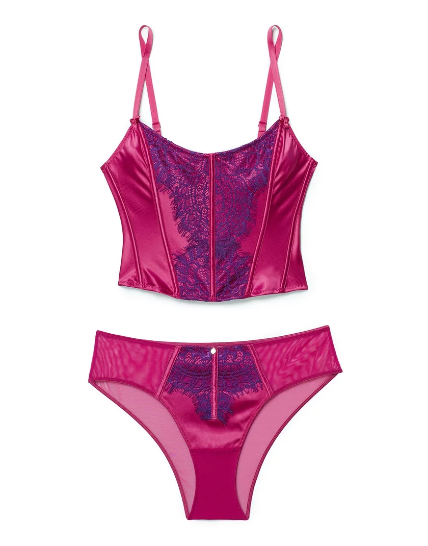Genevieve Dark Pink Unlined corset bundle Still 3