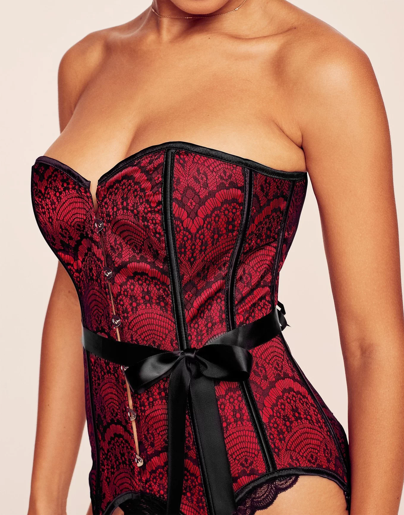 Scarlett Dark Red Boned corset, M-L