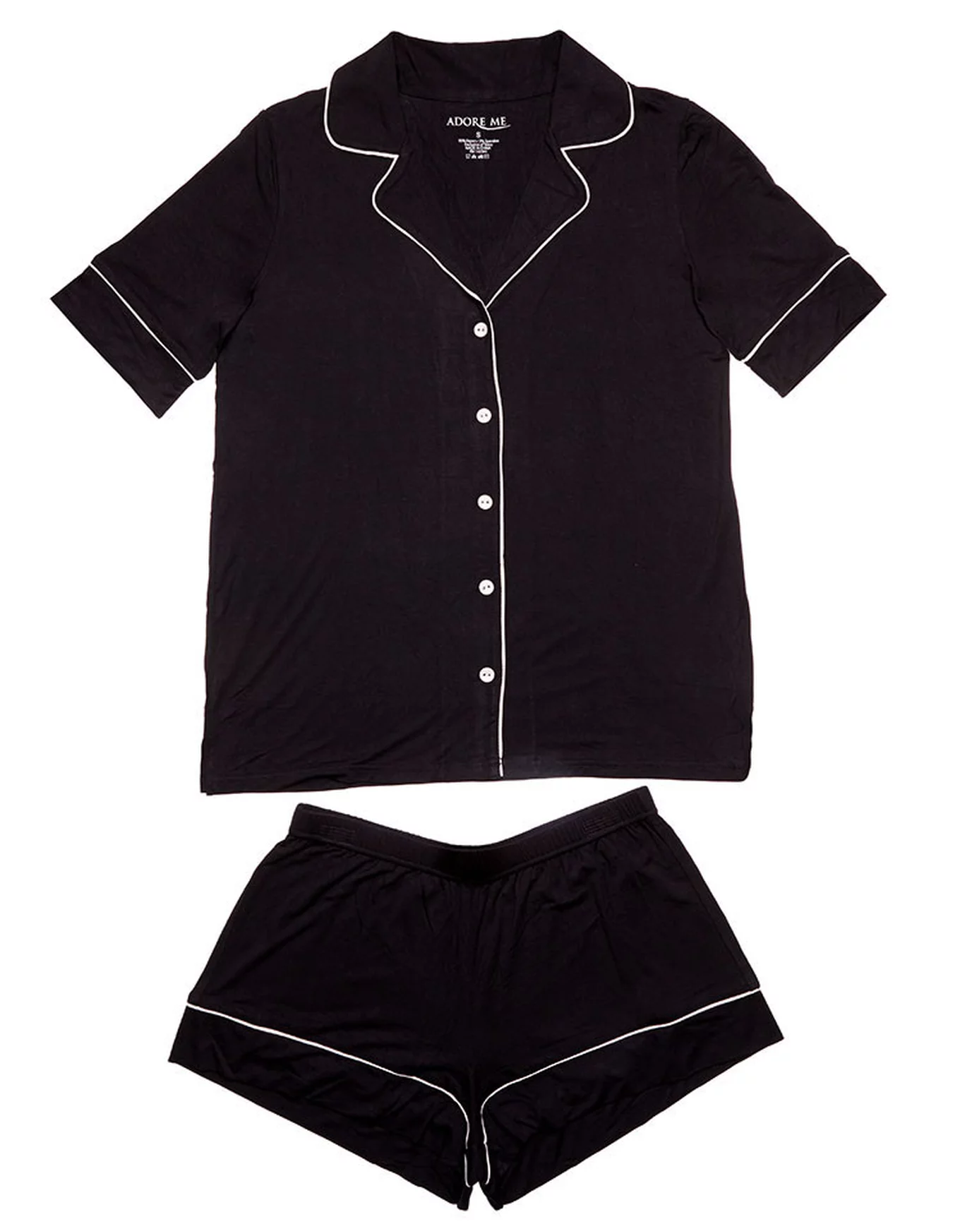 Jayne Black Pajama shirt and short set, XS-XL