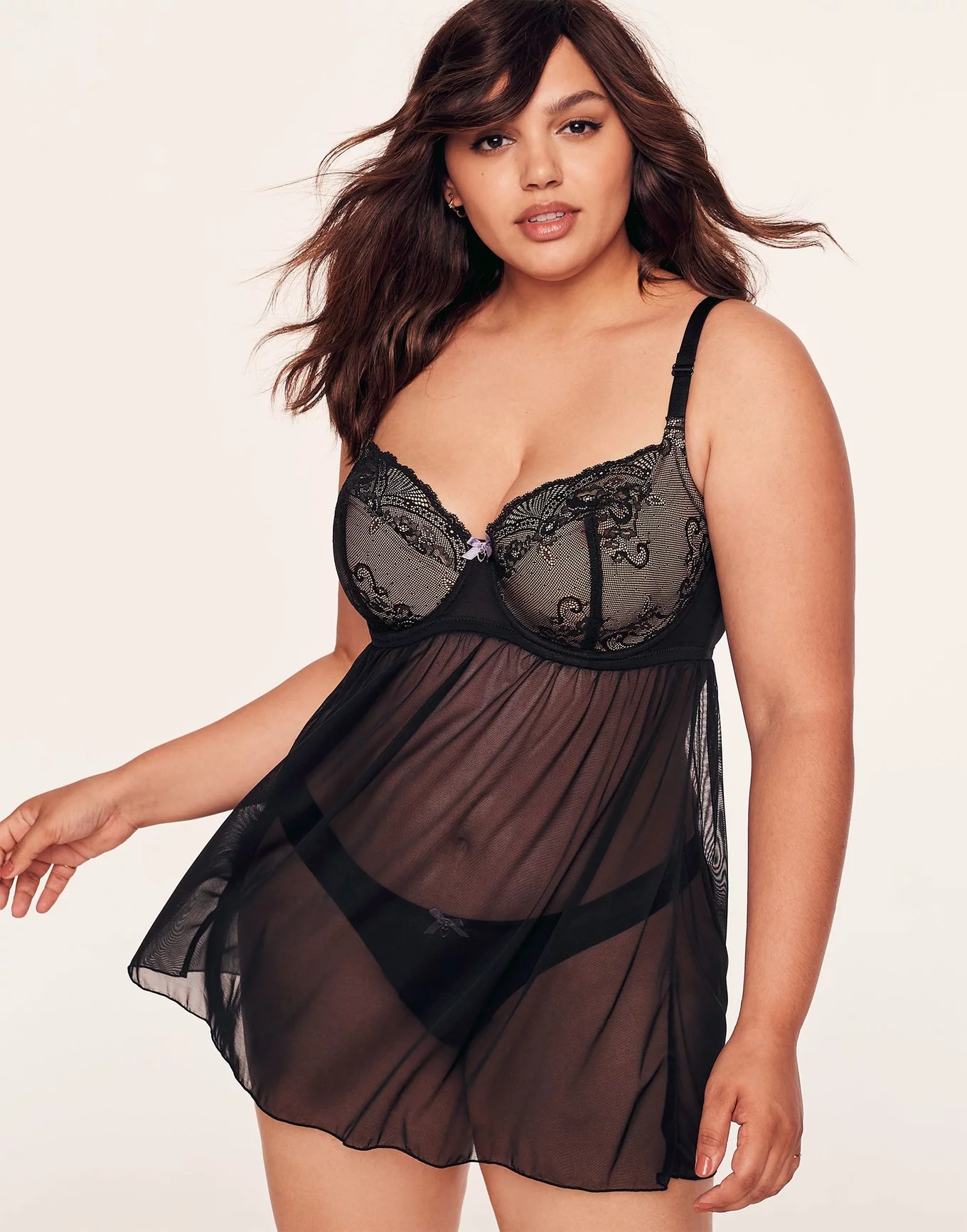 See Through Babydoll PLUS SIZE, Big Size Lace Lingerie, Sheer