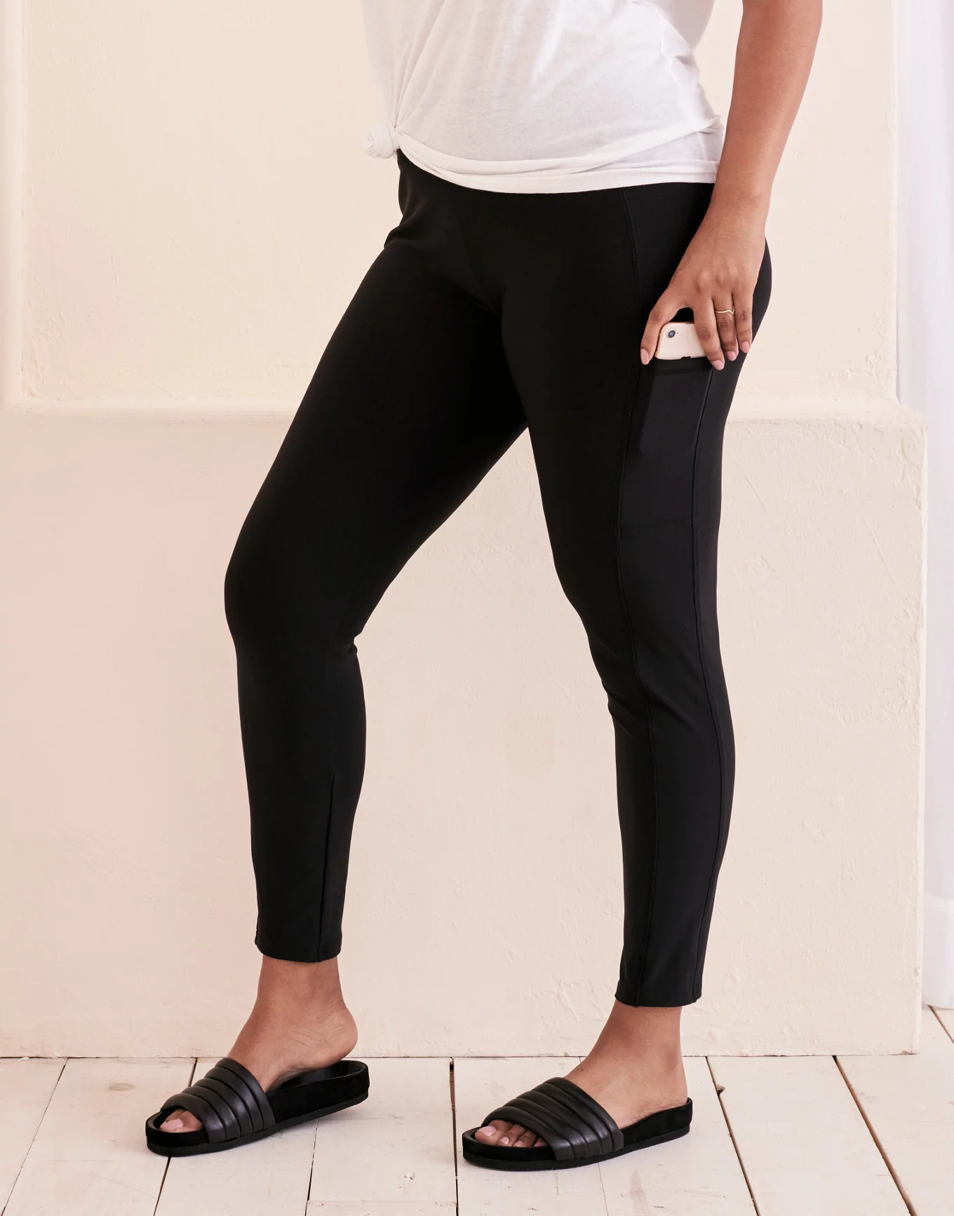 1X 2X 3X Athletic Fabric / Cotton Wide Waistband Long Yoga Pants Pocket  Leggings
