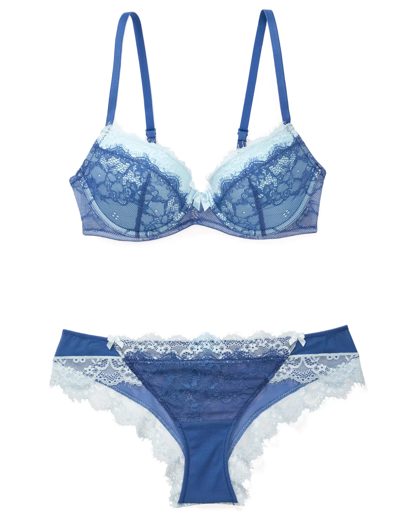 Buy Lumiere Lace Unlined Balconette Bra and Panty Set - (Navy Blue
