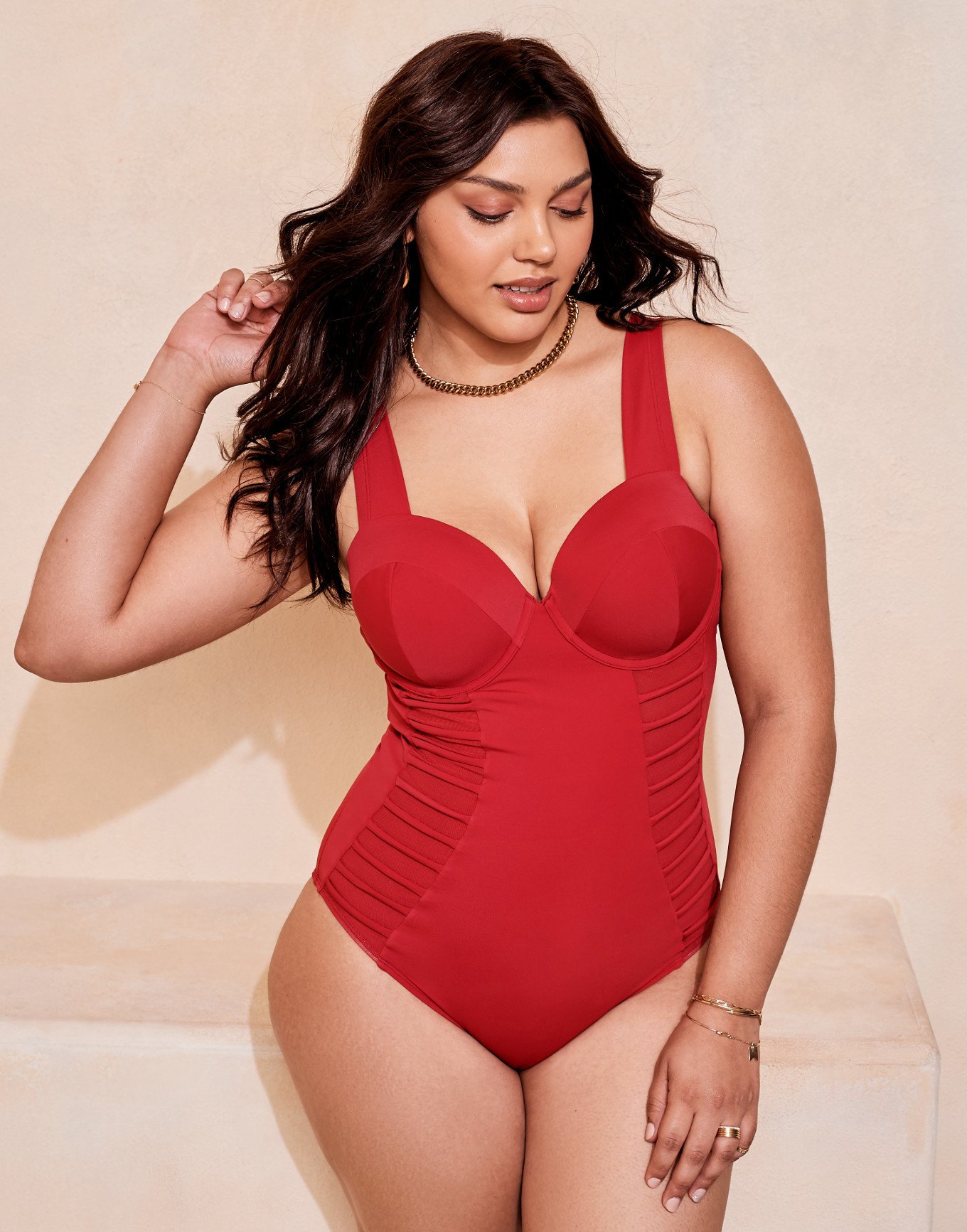 Lilison Dark Red Plus One Piece 38DDD 44D Adore Me