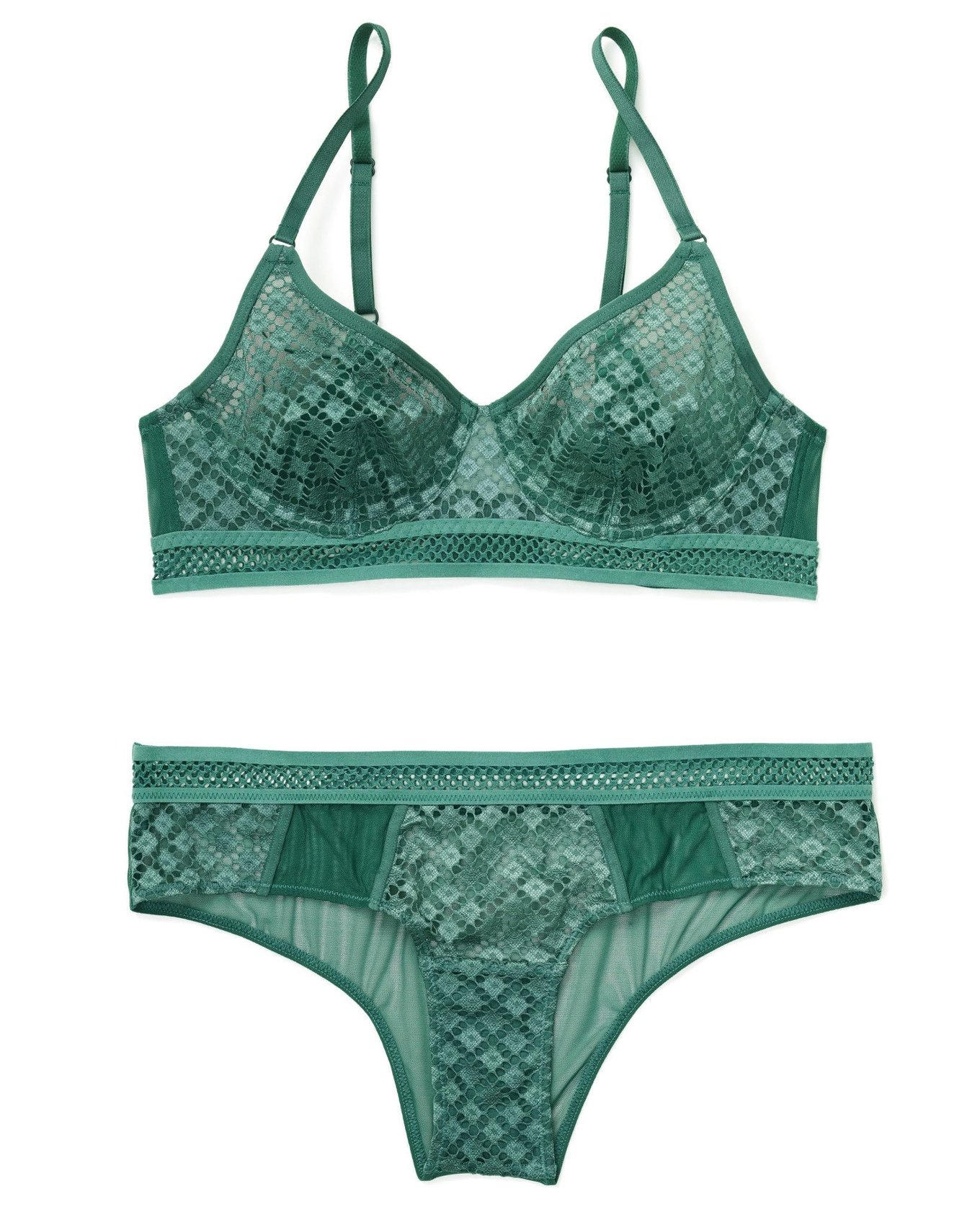 green bra and underwear sets
