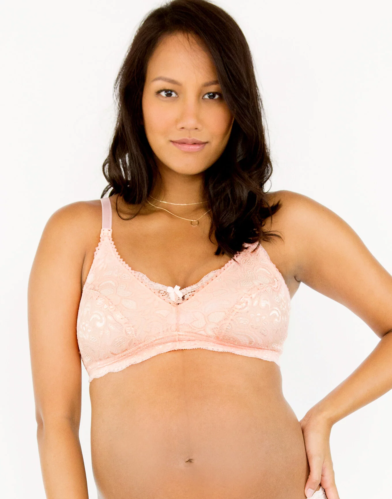 Cute Pink W Lace Wireless Maternity Breastfeeding Cotton Nursing