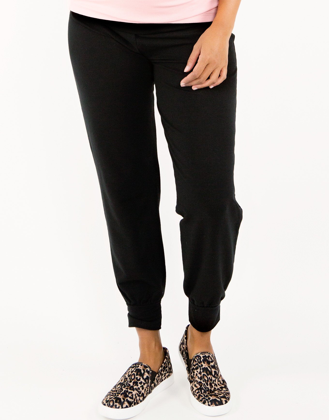 Foldover Jogger Black Above or below belly fit