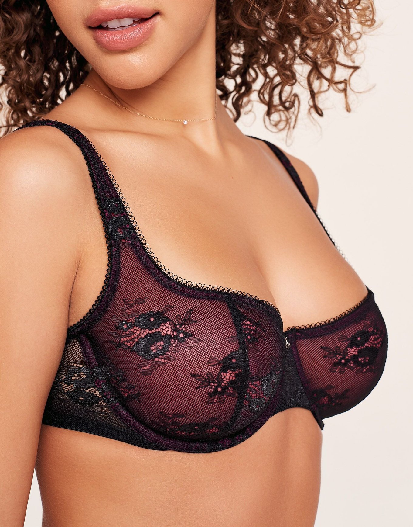 Cerise Black Unlined Balconette, 32B-38DD