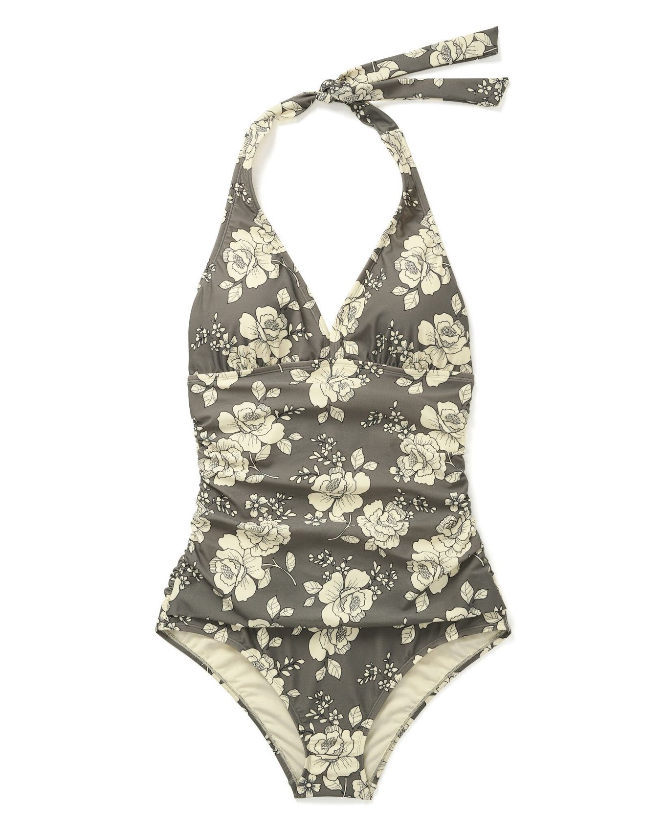 Ariele Floral Gray Plus One Piece, 3x-4x 