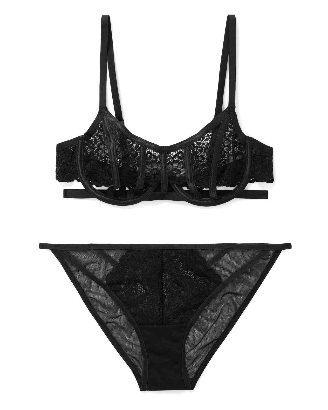 black net bra and panty set