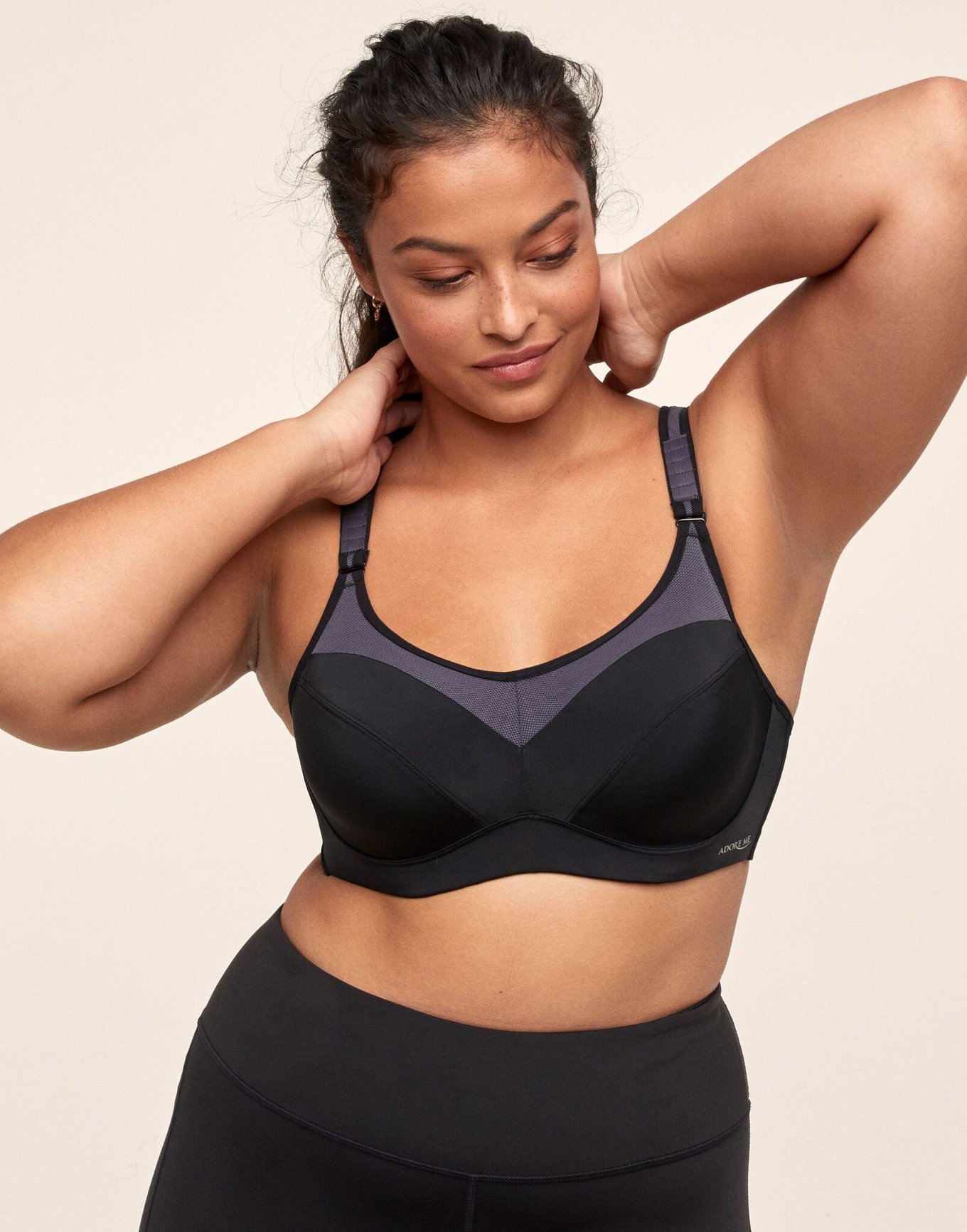 Maho Black Plus High Impact Sports Bra, 38DD-46DDD