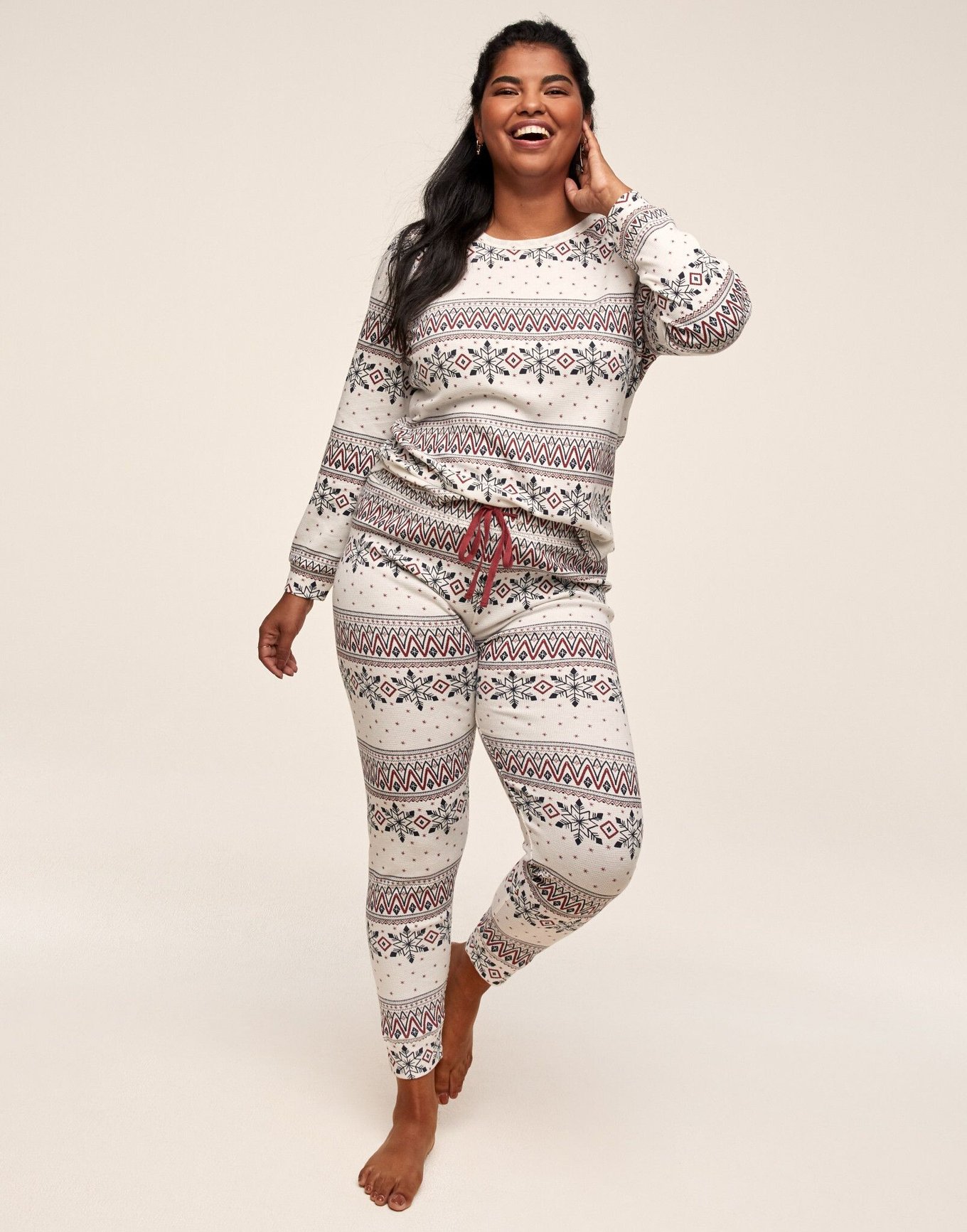 Muriel Convo White Plus Long Sleeve Top and Legging Set, 1X-3X