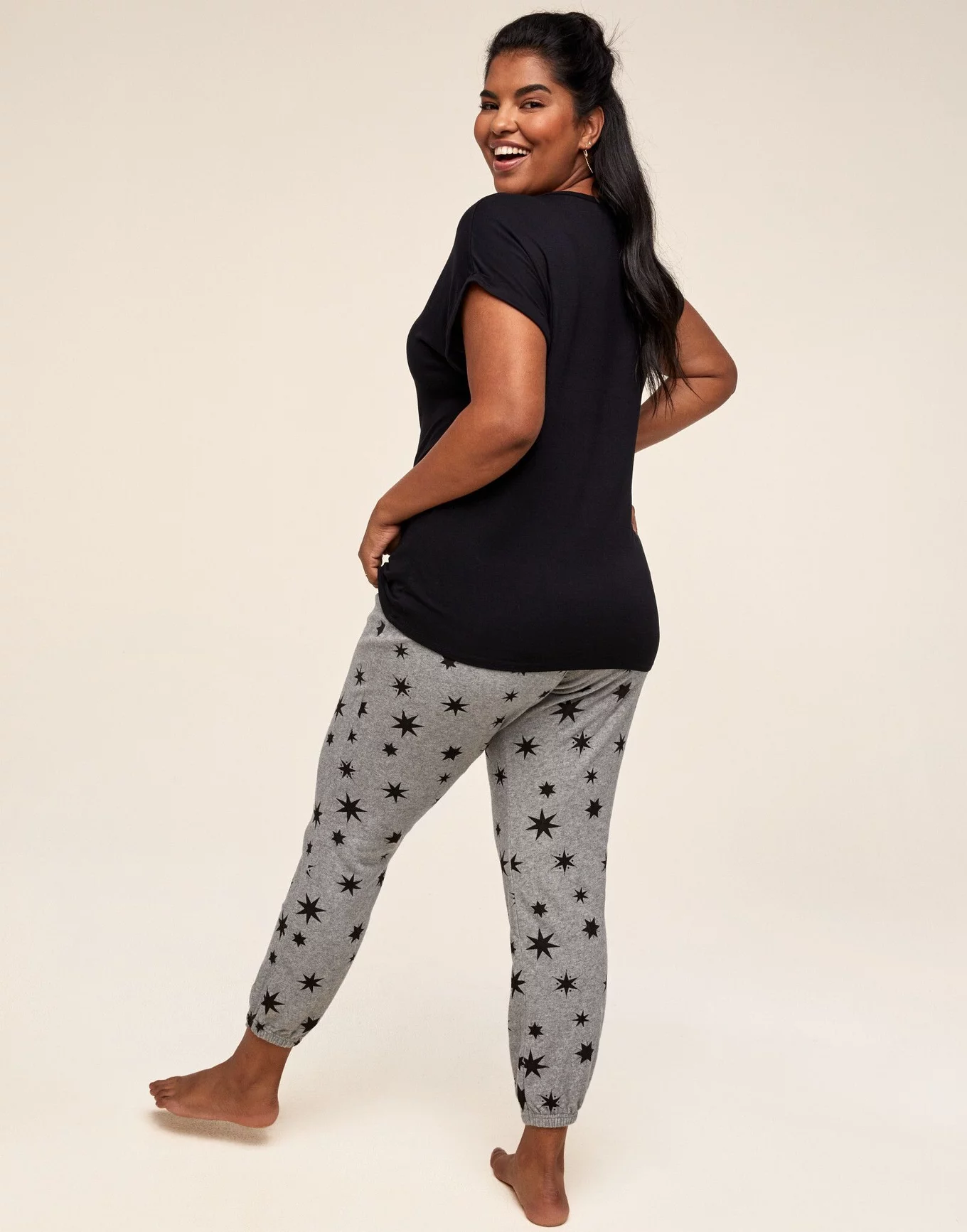 Anna Black Plus T Shirt and Sweatpant Set, XL-4X