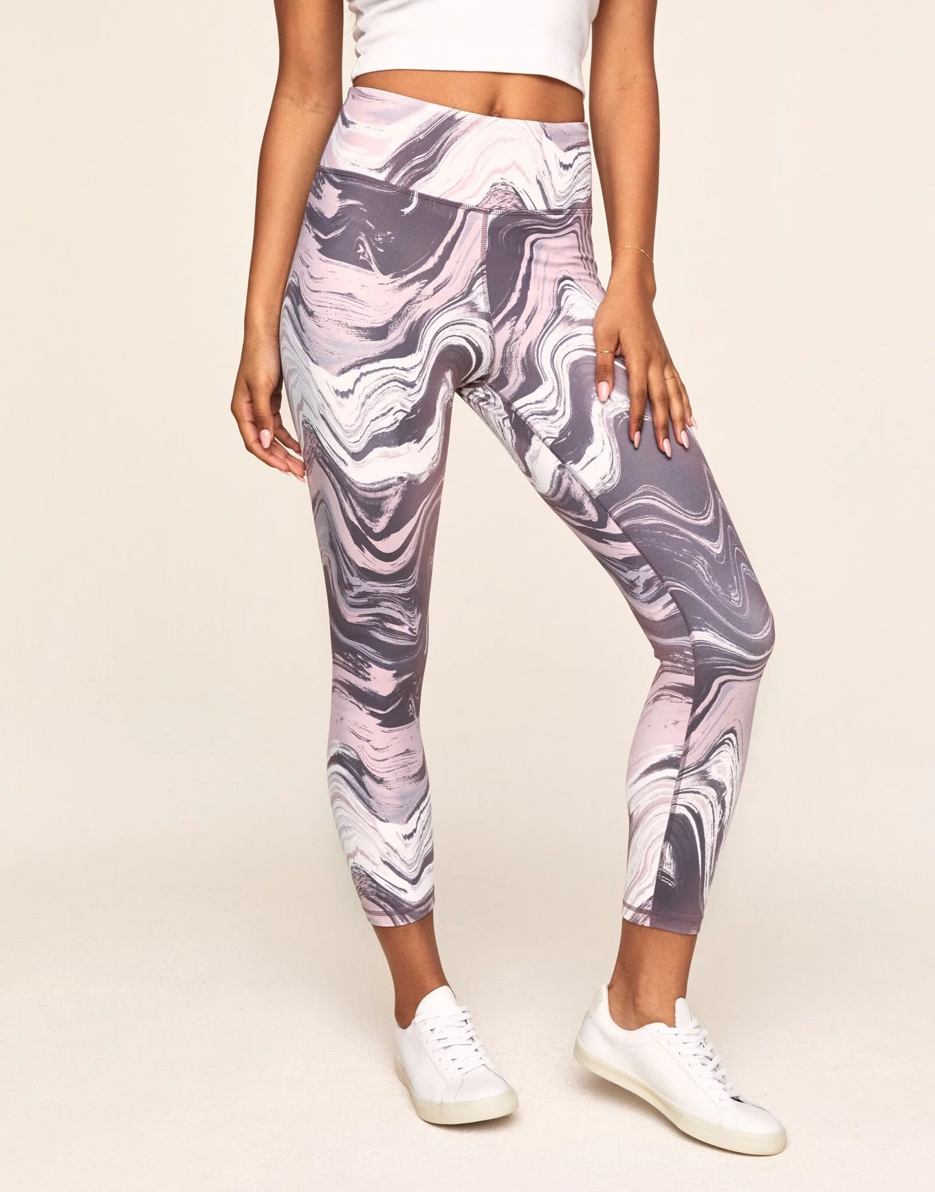 Women XS Lorna Jane Green Command Core Tights Camo Print Yoga Pants 7/8  Length