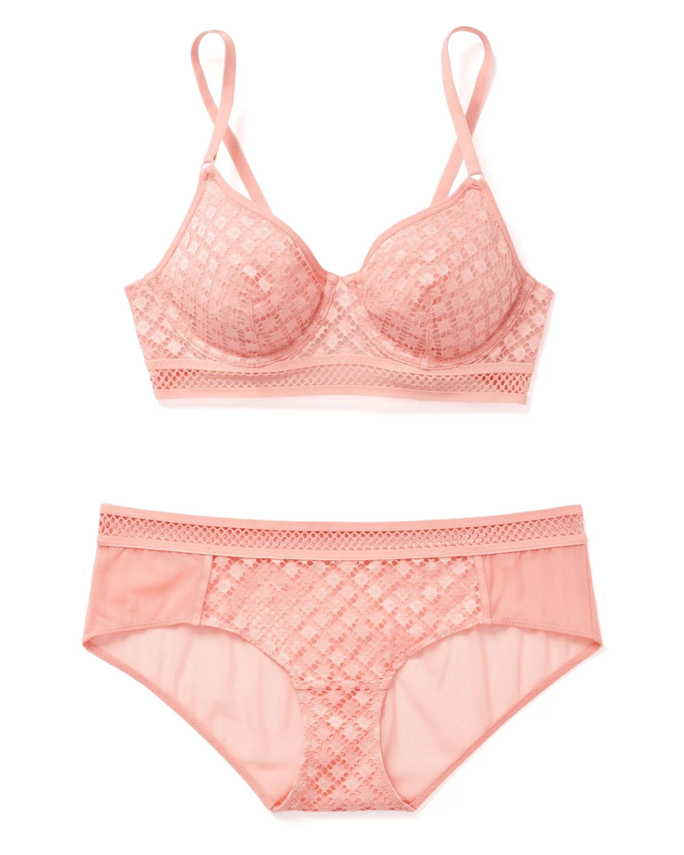 Boutique PRINCESSE TAM TAM Light pink satin with white dots Paulette bra Size  36A/34B