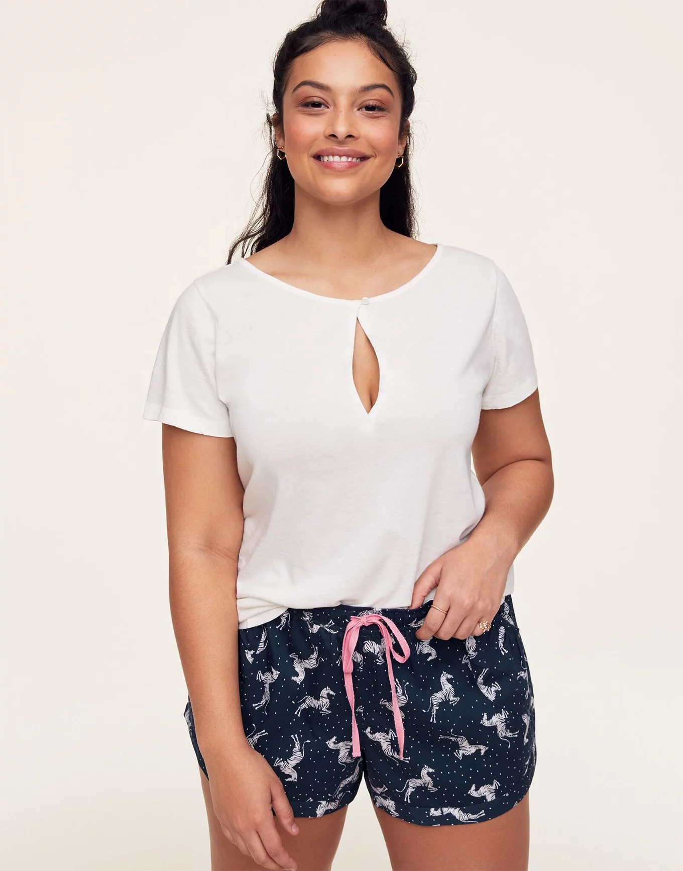 Jacquelyn White Plus T Shirt and Short Set, XL-1X | Adore Me