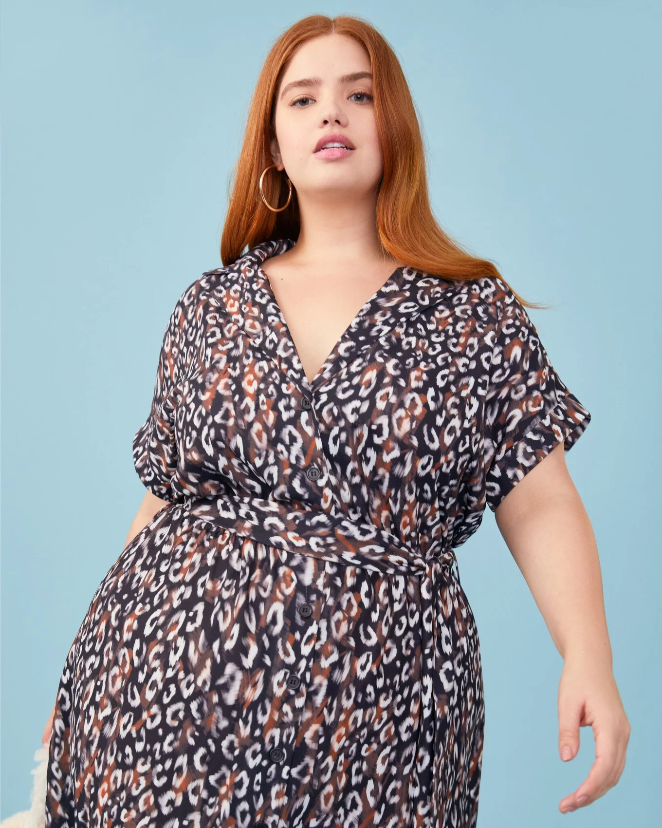 Stacey Dress Plus Animal Black Plus Shirt Dress, 1X-3X