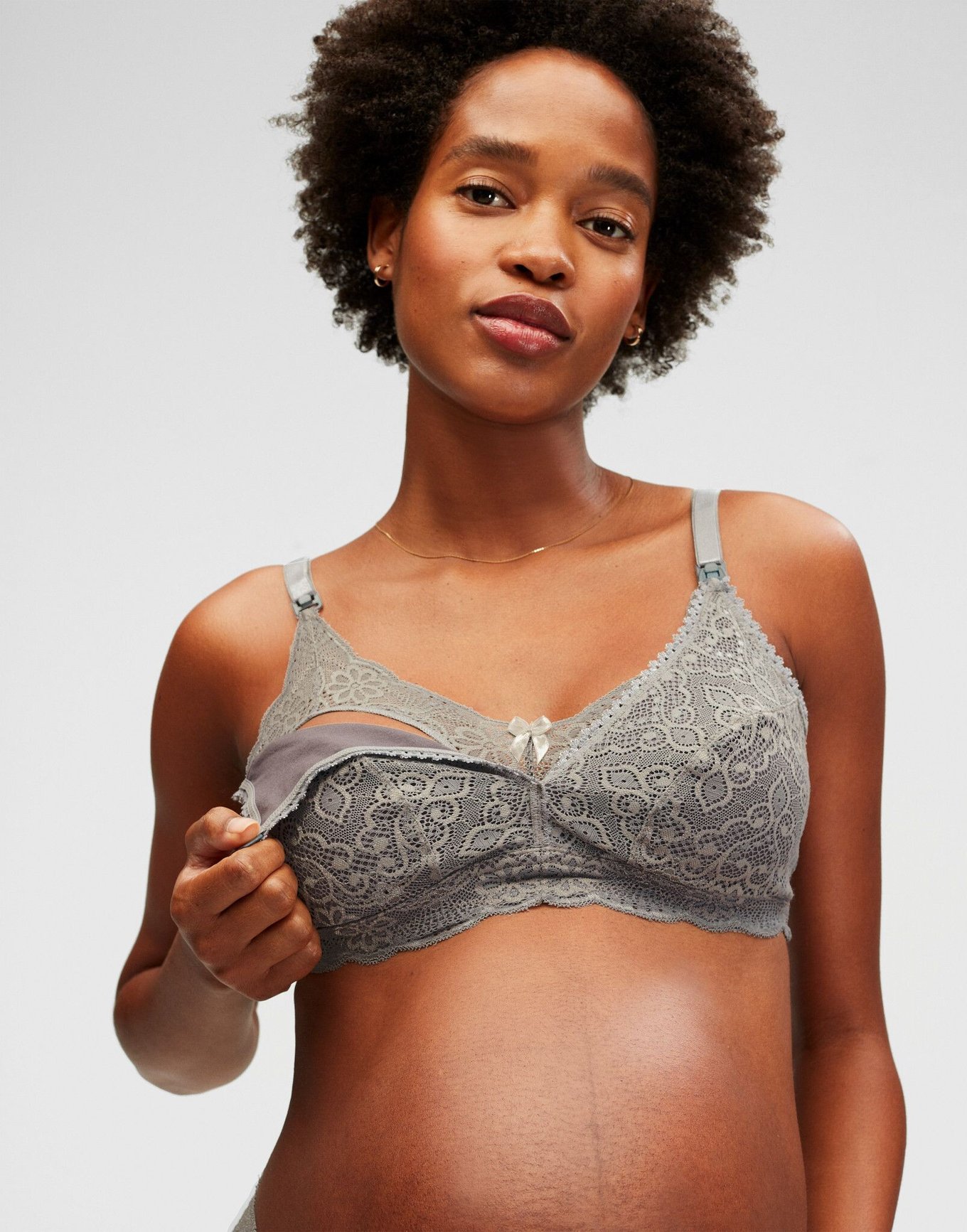 Tallulah Lace Dark Gray Supportive, cotton lined wireless cups