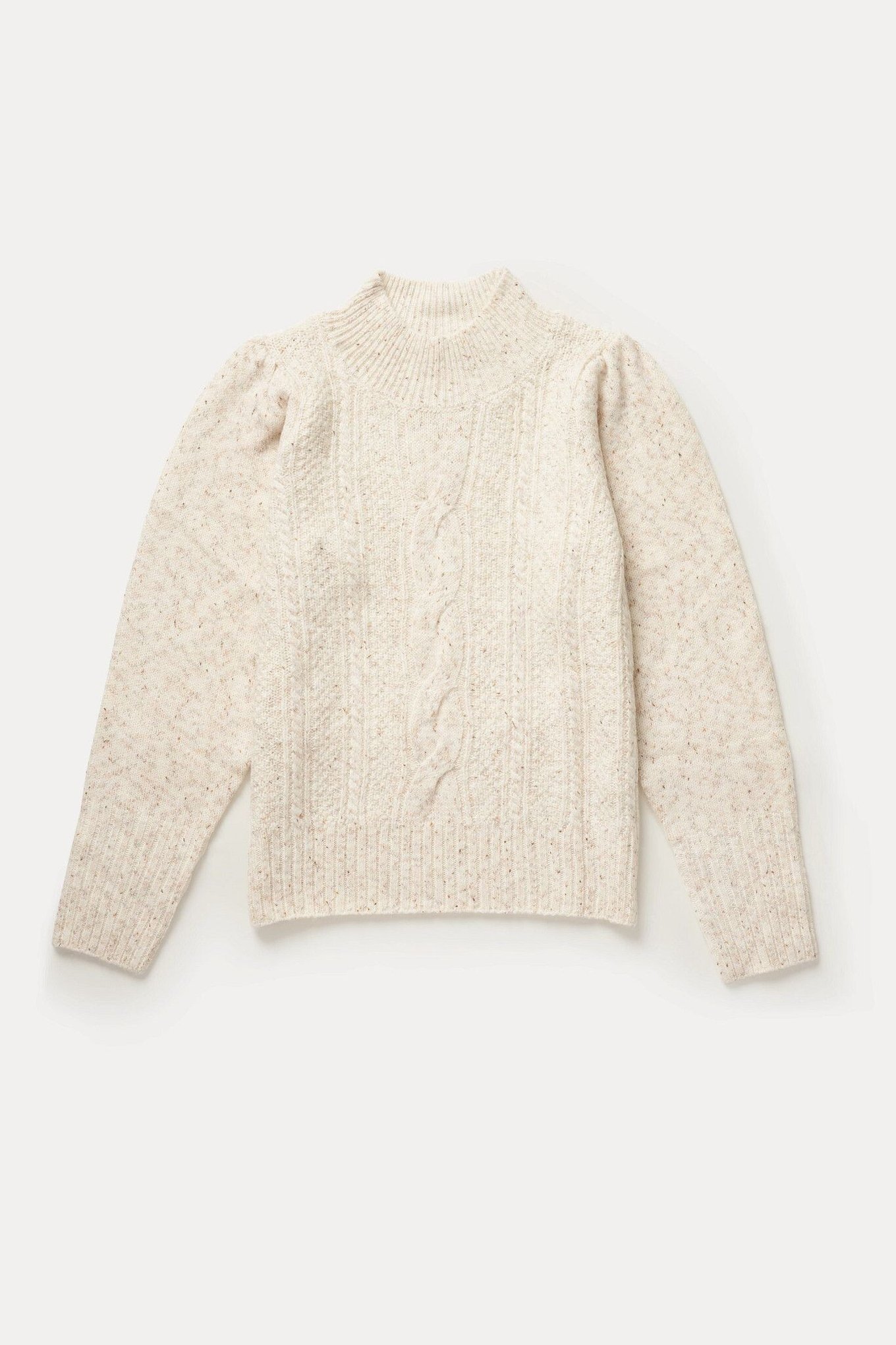 Cableknit Turtleneck Sweater in Magnolia White