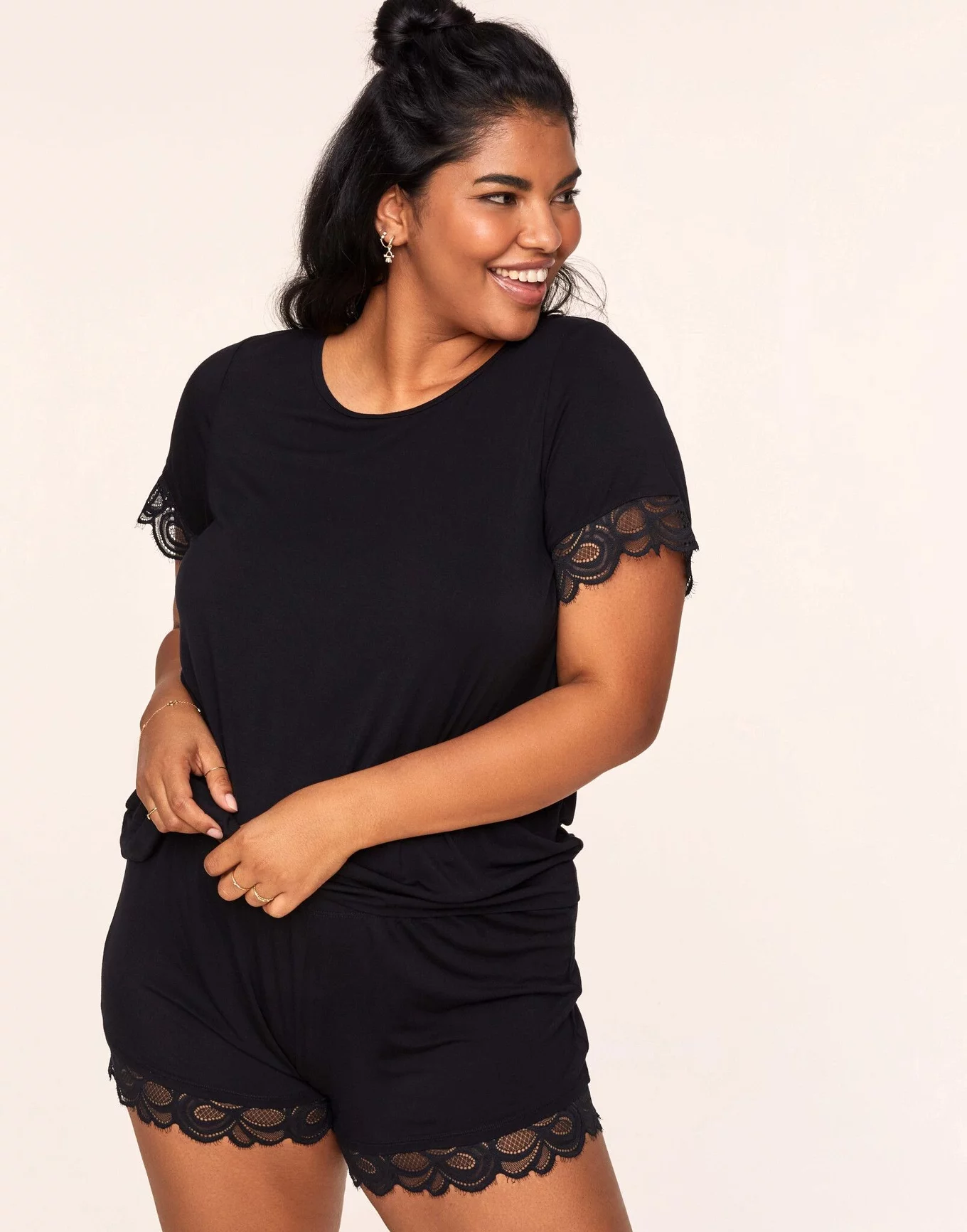 Charli Black Plus T Shirt Short Set, 4X | Adore