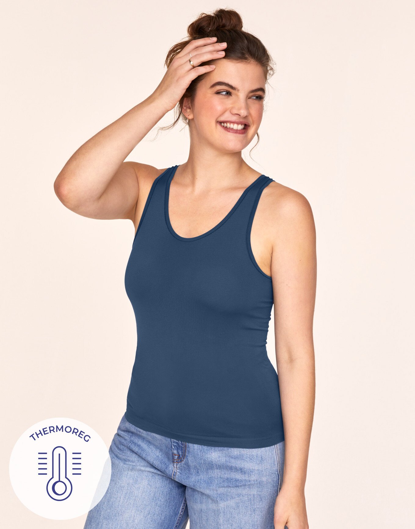 1 /6th scale female navy blue tank top with buttons by Hegemony77