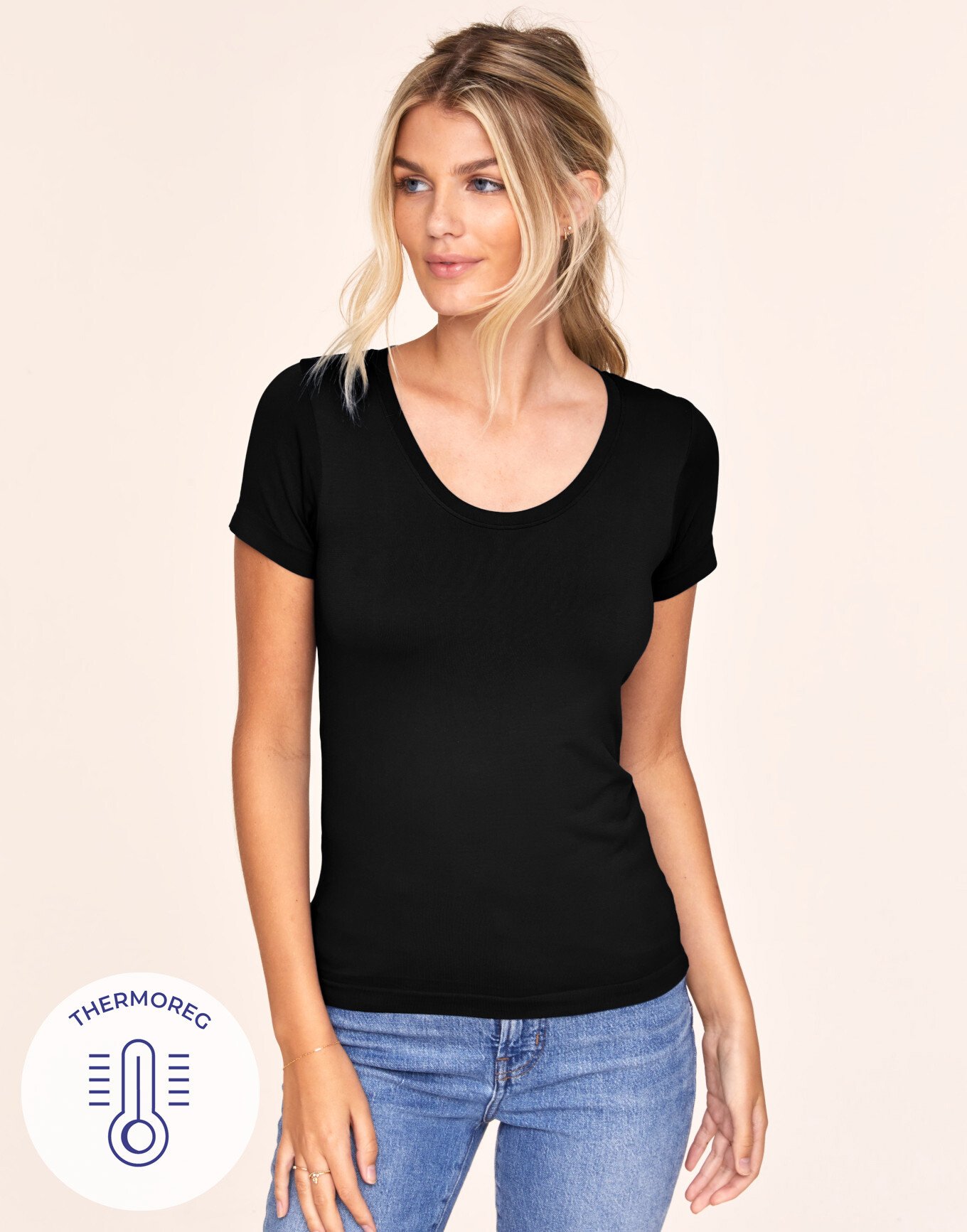 The Essential Tee Black Seamless Short Sleeve Tee | Adore Me