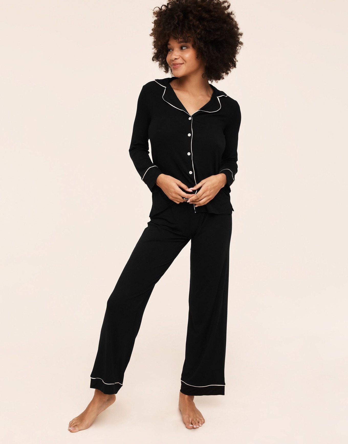 Matilda Black Pajama Shirt and Pants Set, XS-XL