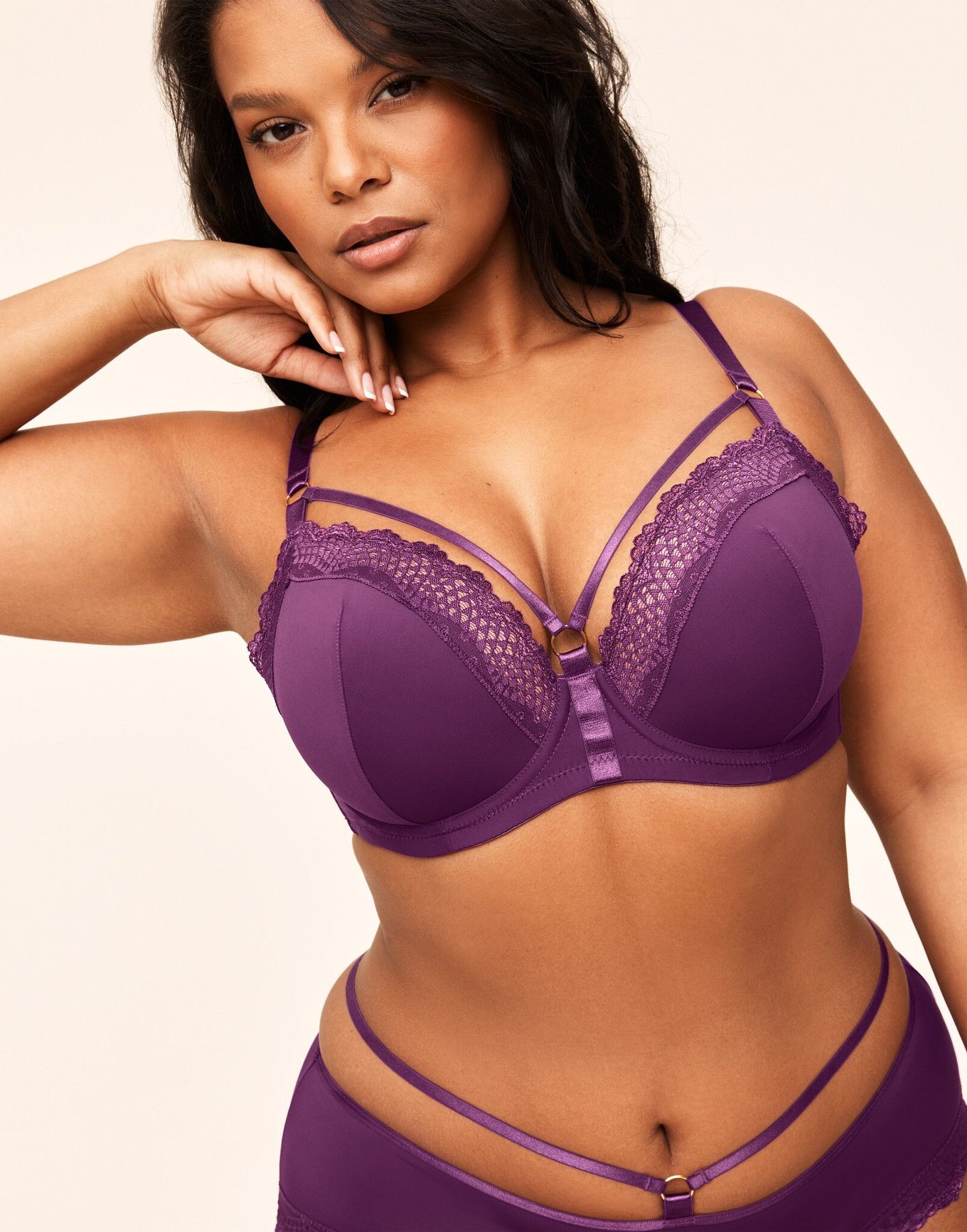  Womens Underwire Contour Multiway Full Coverage Strapless  Bra Plus Size Magenta Purple 34C