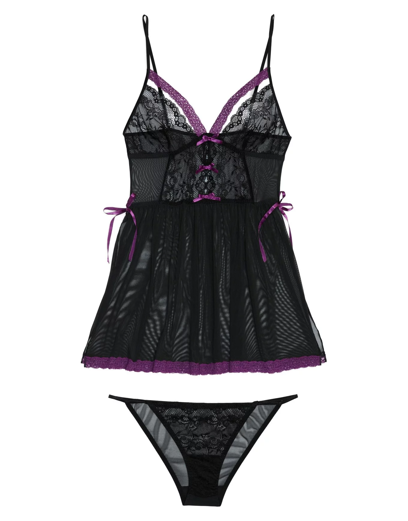 Monalisa Black 3 Unlined Babydoll, XS-XL