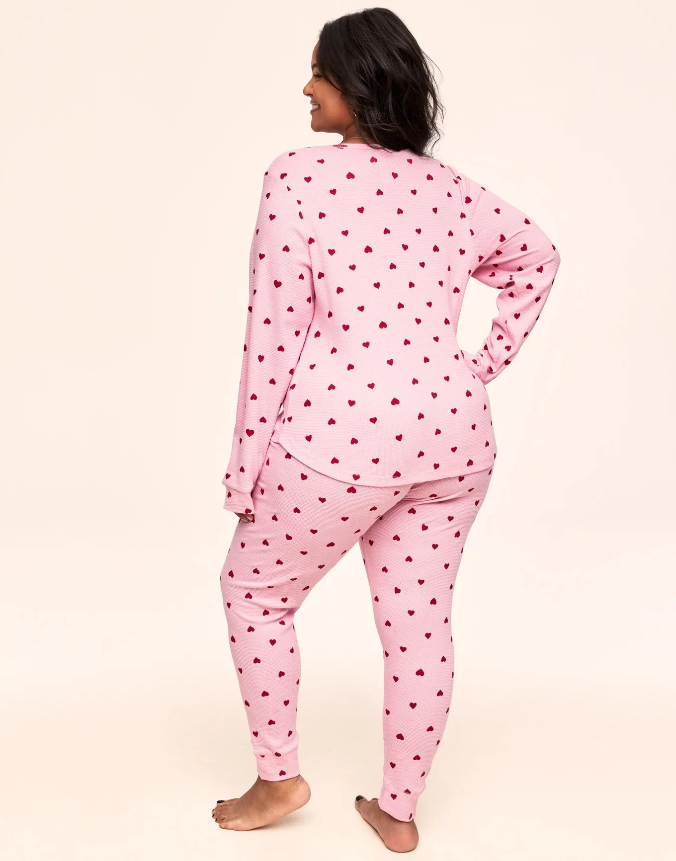 Muriel Heart Pink Plus Long Sleeve Top and Legging Set, XL-4X