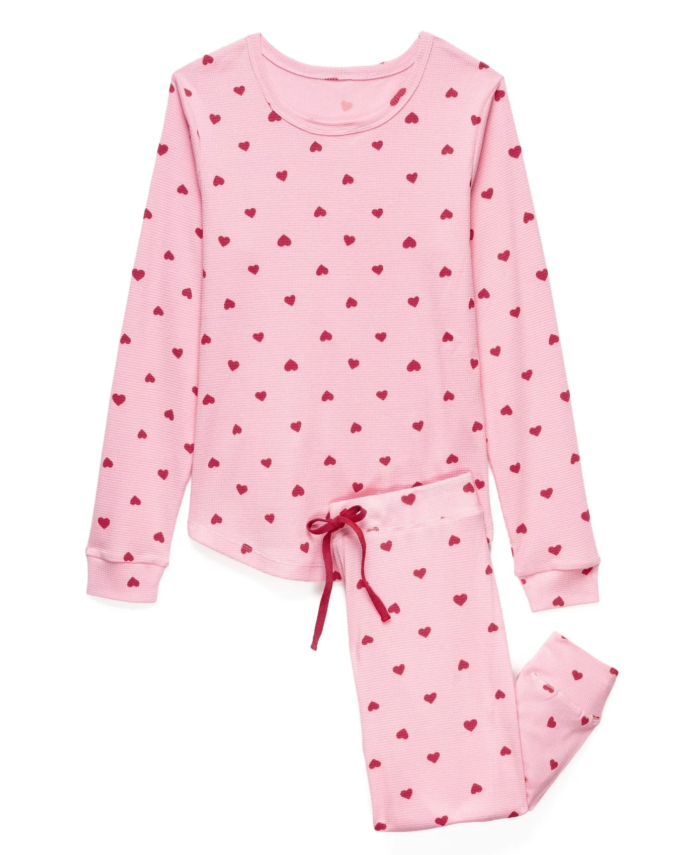 Muriel Heart Pink Plus Long Sleeve Top and Legging Set, XL-4X