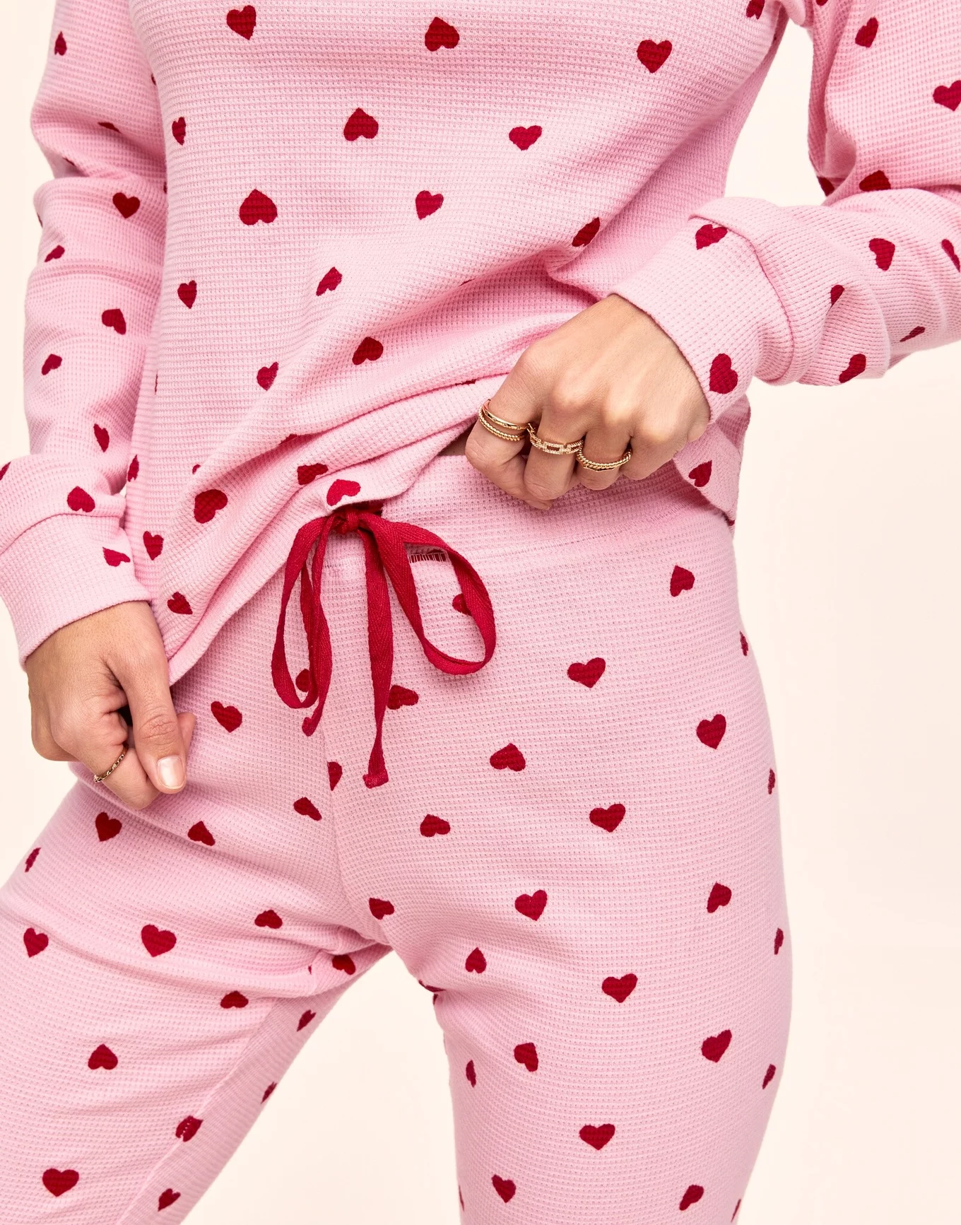 Muriel Heart Pink Long Sleeve Top and Legging Set, L-XL