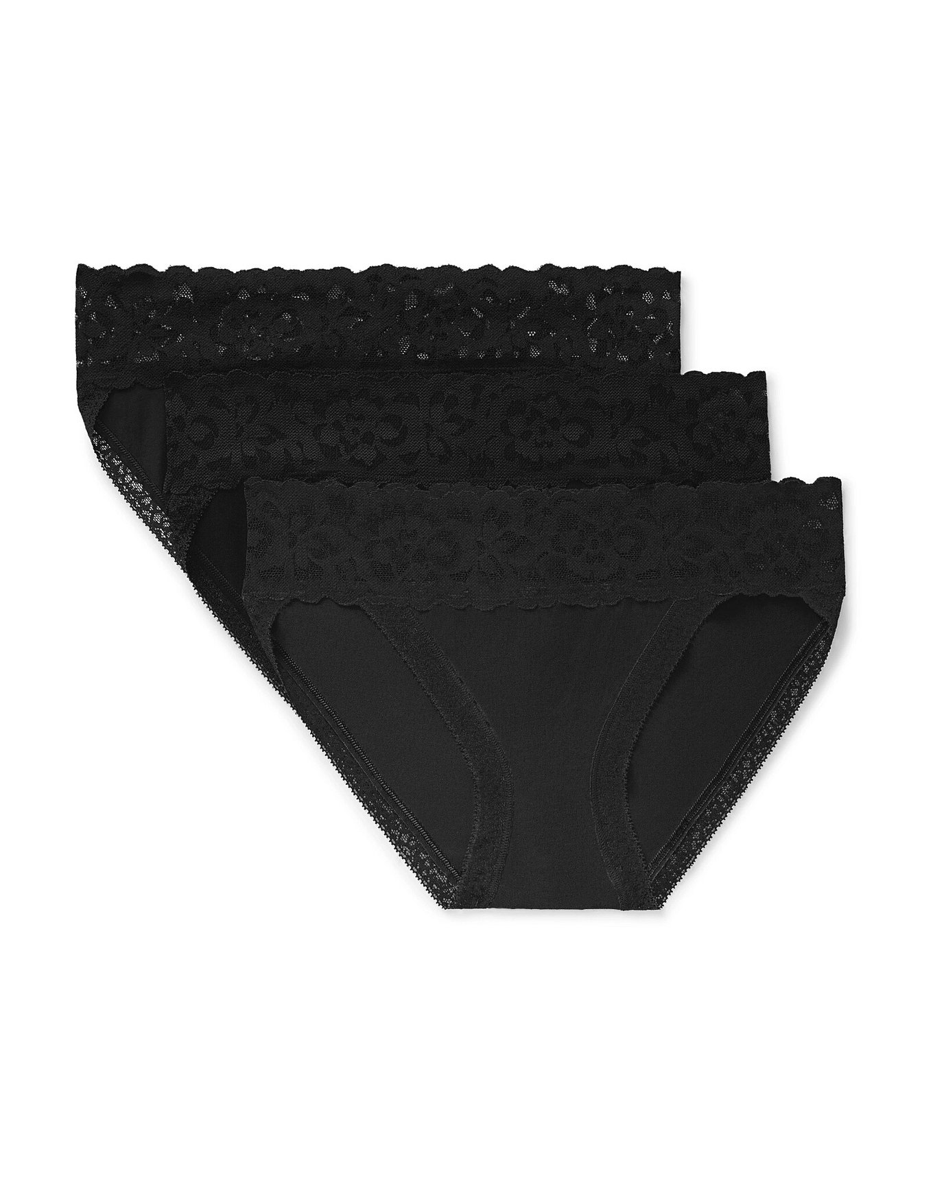 Joanie Cotton Pack Bikini Black 2 Plus Bikini Panties (Pack of 3)