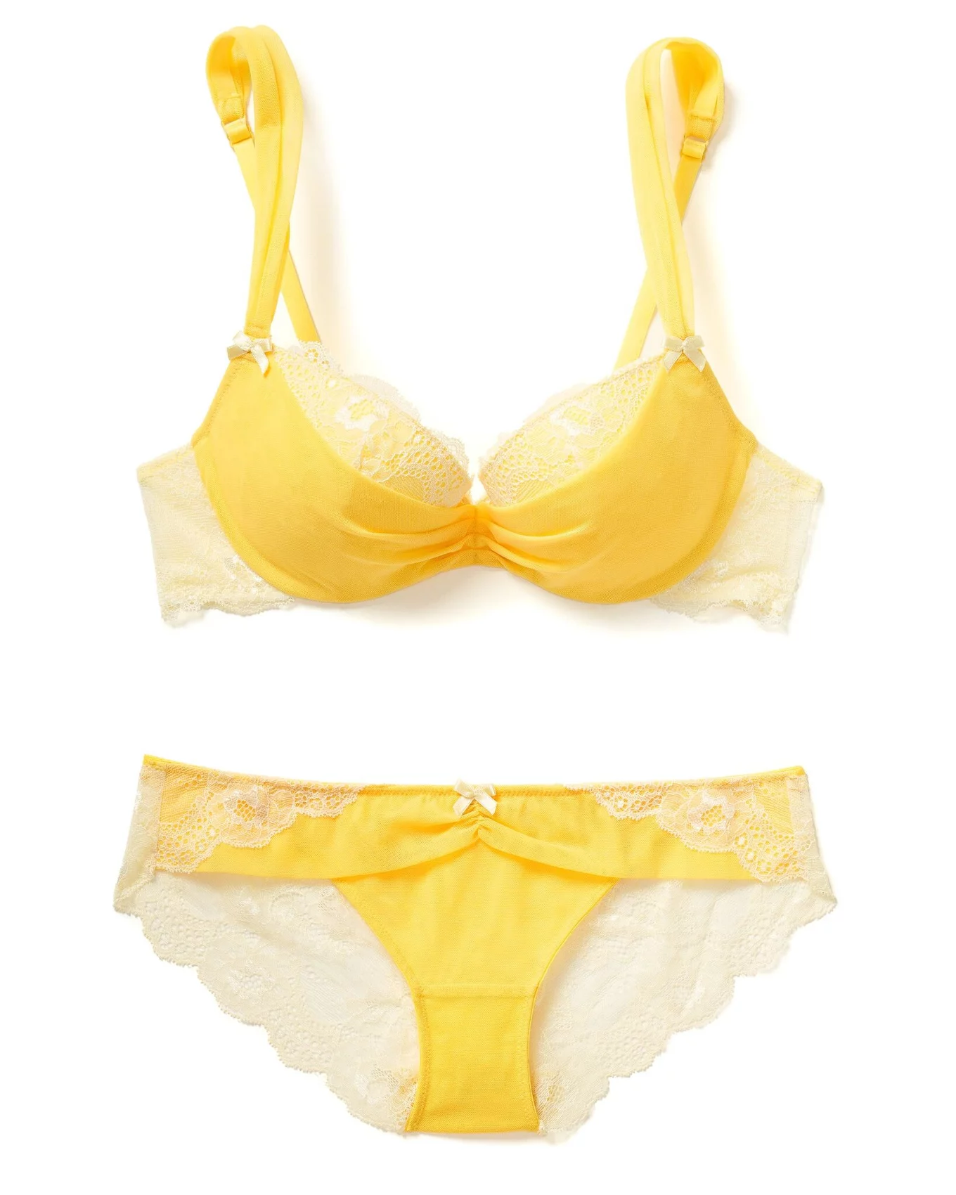 Meikedai Neon Yellow Lingerie Sensual Womens Underwear 3 Pieces Lace Bra  Kit Push Up S Xl Embroidery Breves Sets Garte Cup Size S Color Fluorescent  Yellow