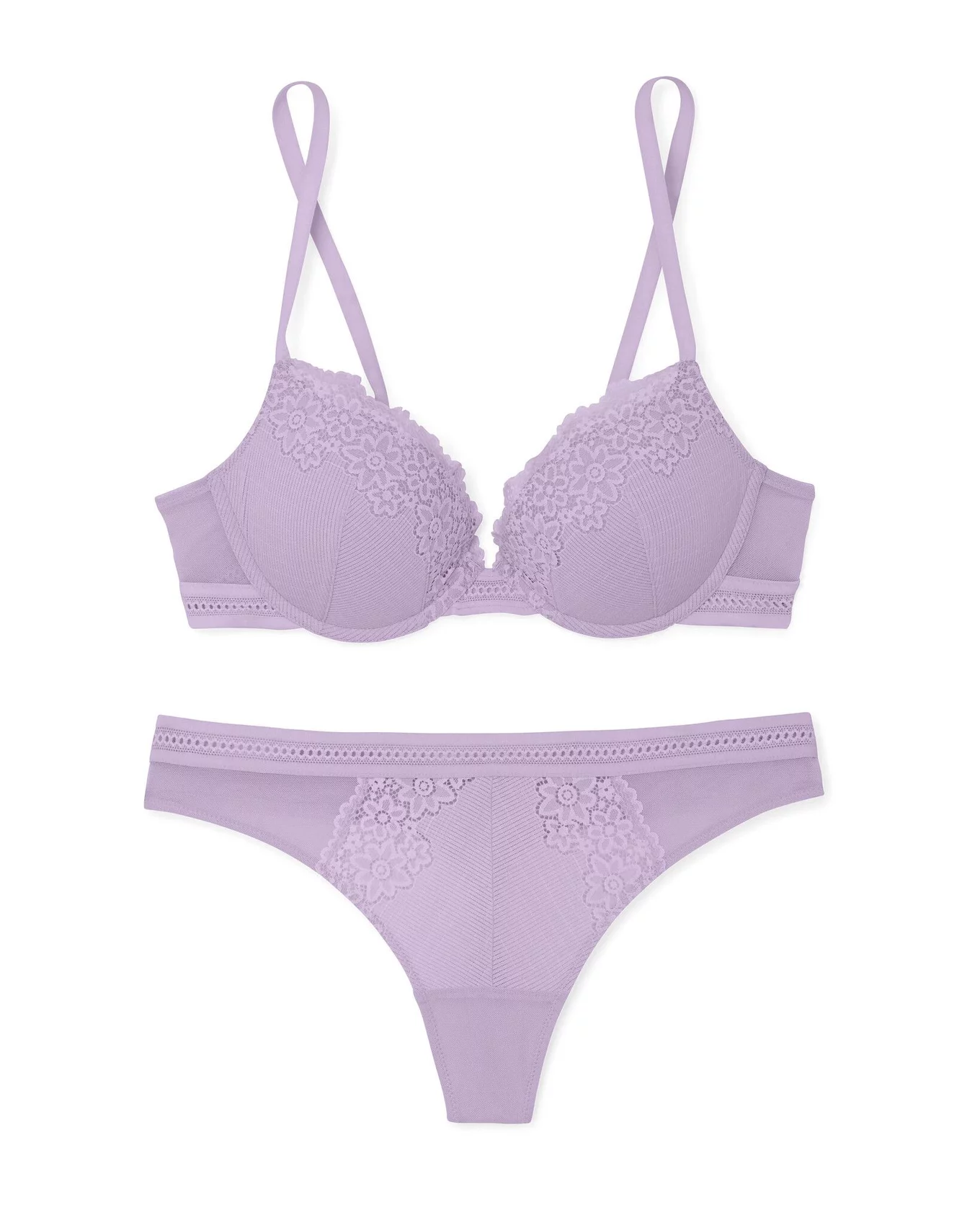 Auden, Intimates & Sleepwear, New Auden 32aa Bra Padded Push Up Plunge  Convertible Straps Lavender Lace Purple