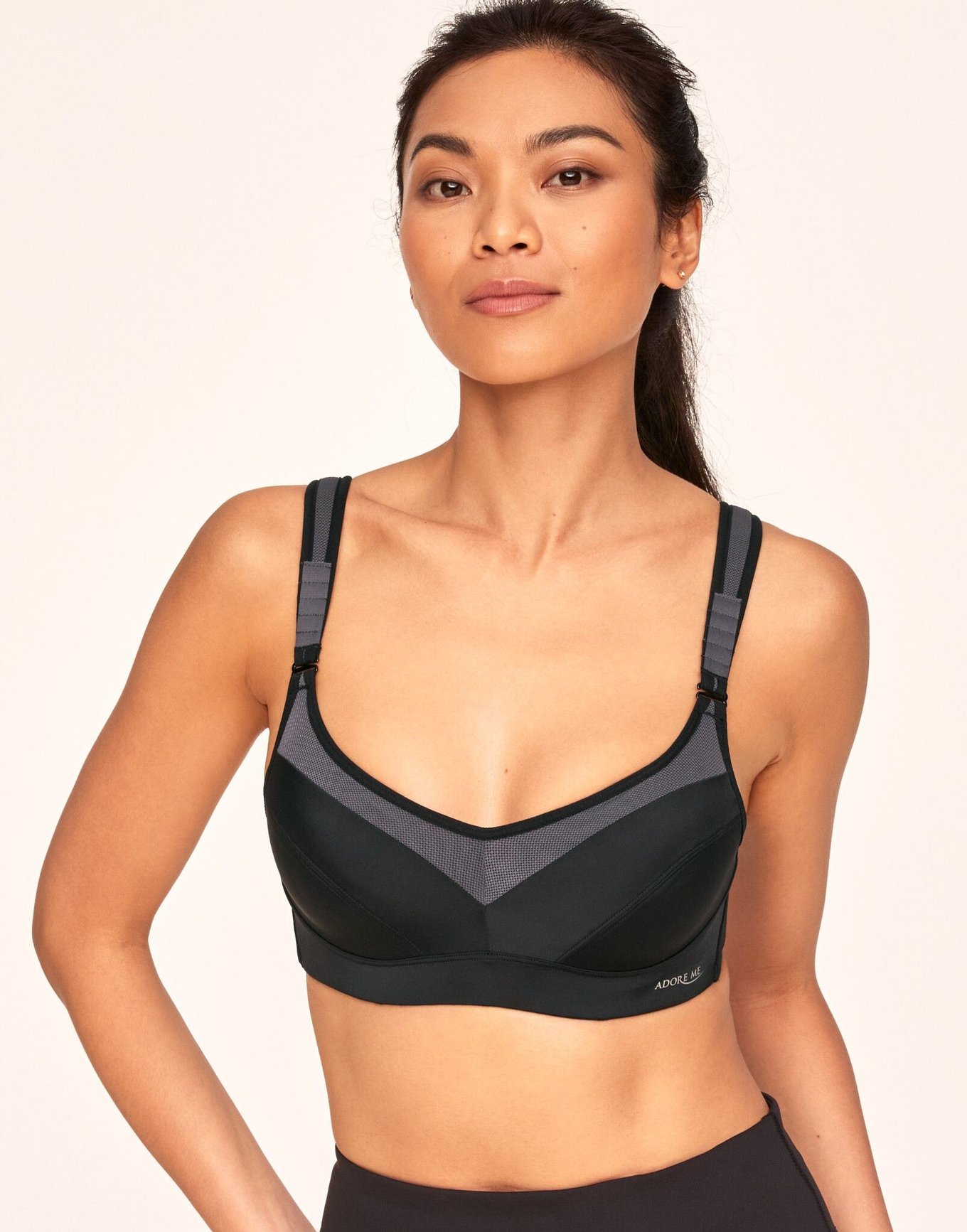 Front Cross Over Black Sports Bra – Medium Support – Thick