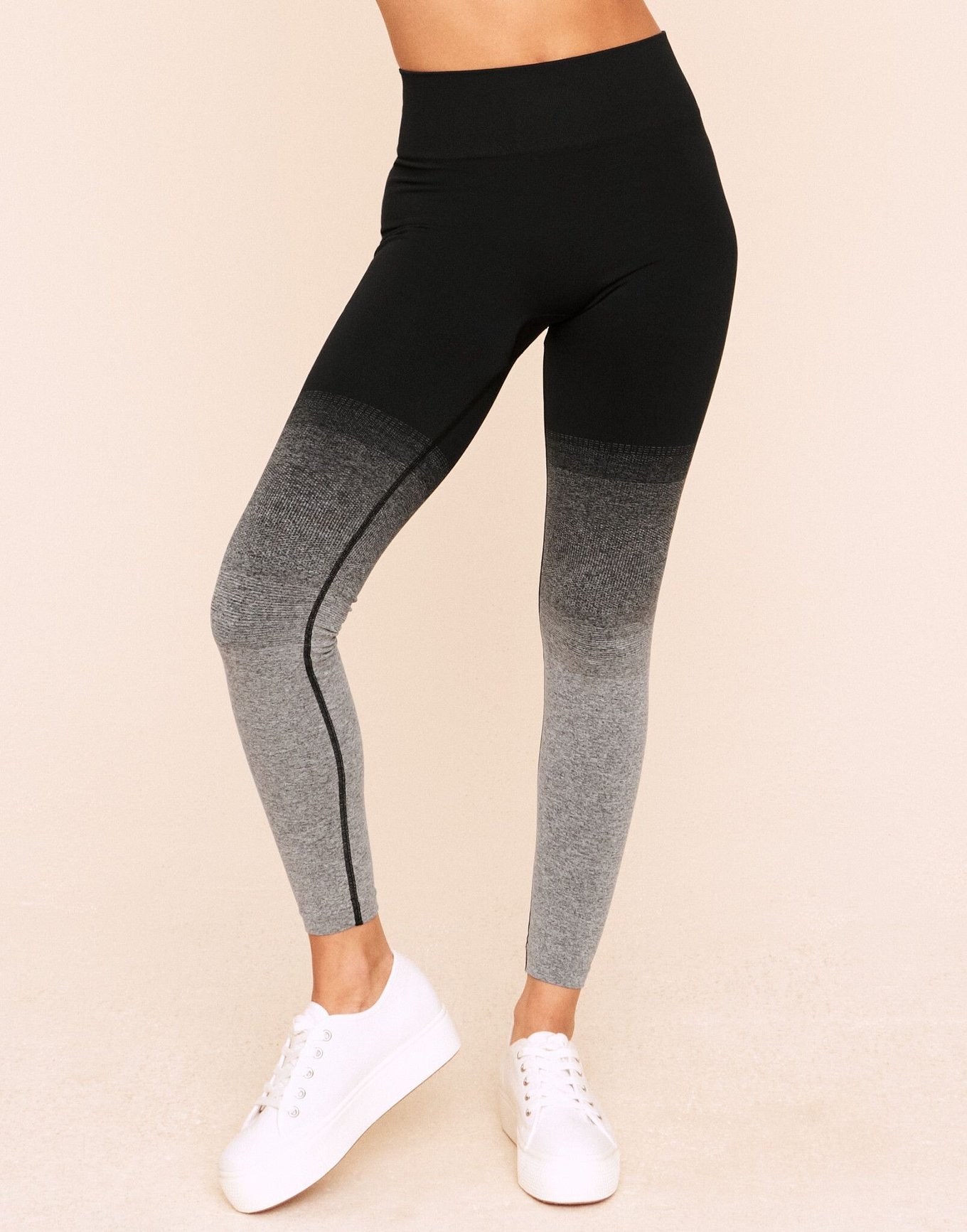 Grey, green and white sports leggings - CLAIRE Waist S Colour  Grey-white-green Waist S Colour Grey-white-green