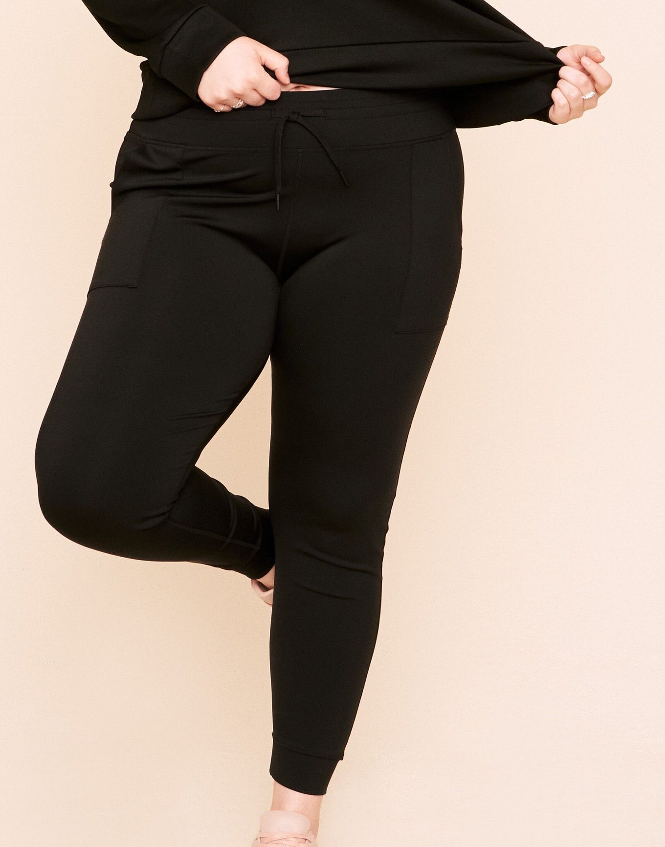 Jenesis Fitted Legging Black Plus Full length fitted legging, 1X