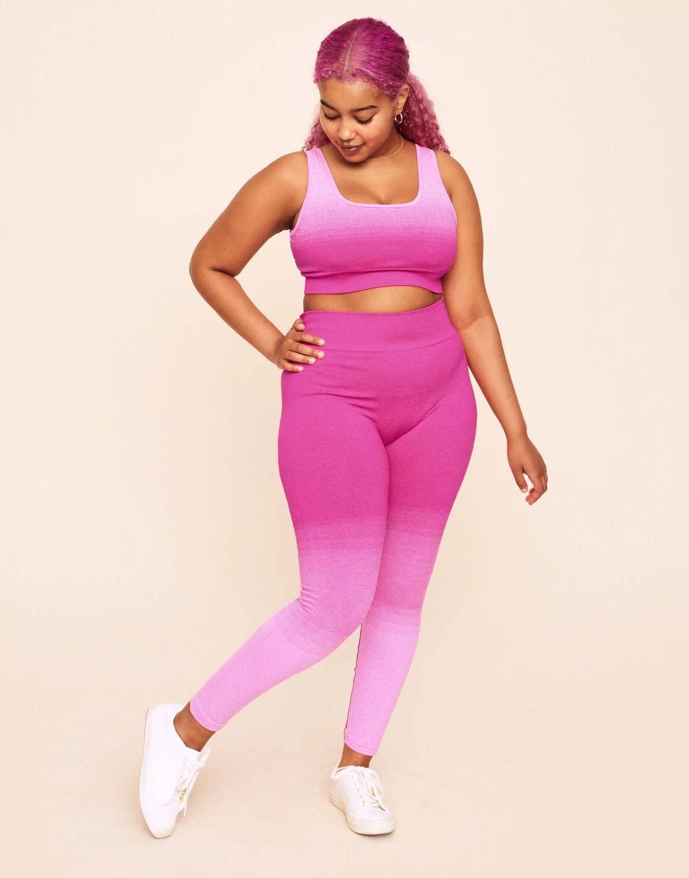  Womens Polyester Plus Size Leggings Light Pink 3X