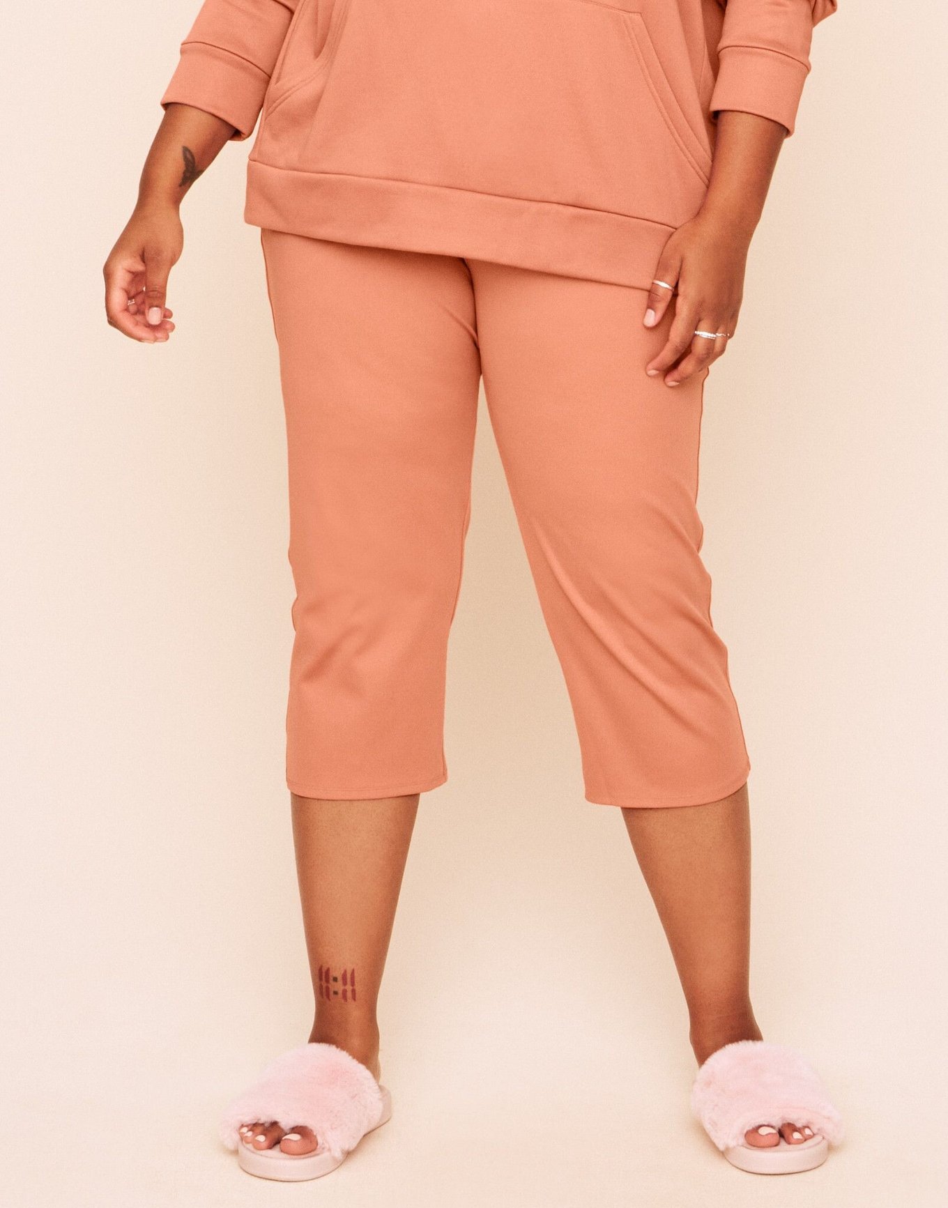 Jaelyn Cropped Pant Placement Pink Plus Cropped pant length, 1X-3X