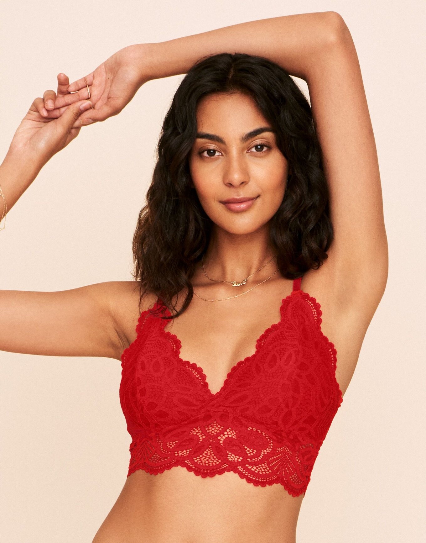 Recycled Lace Bralette - dark red