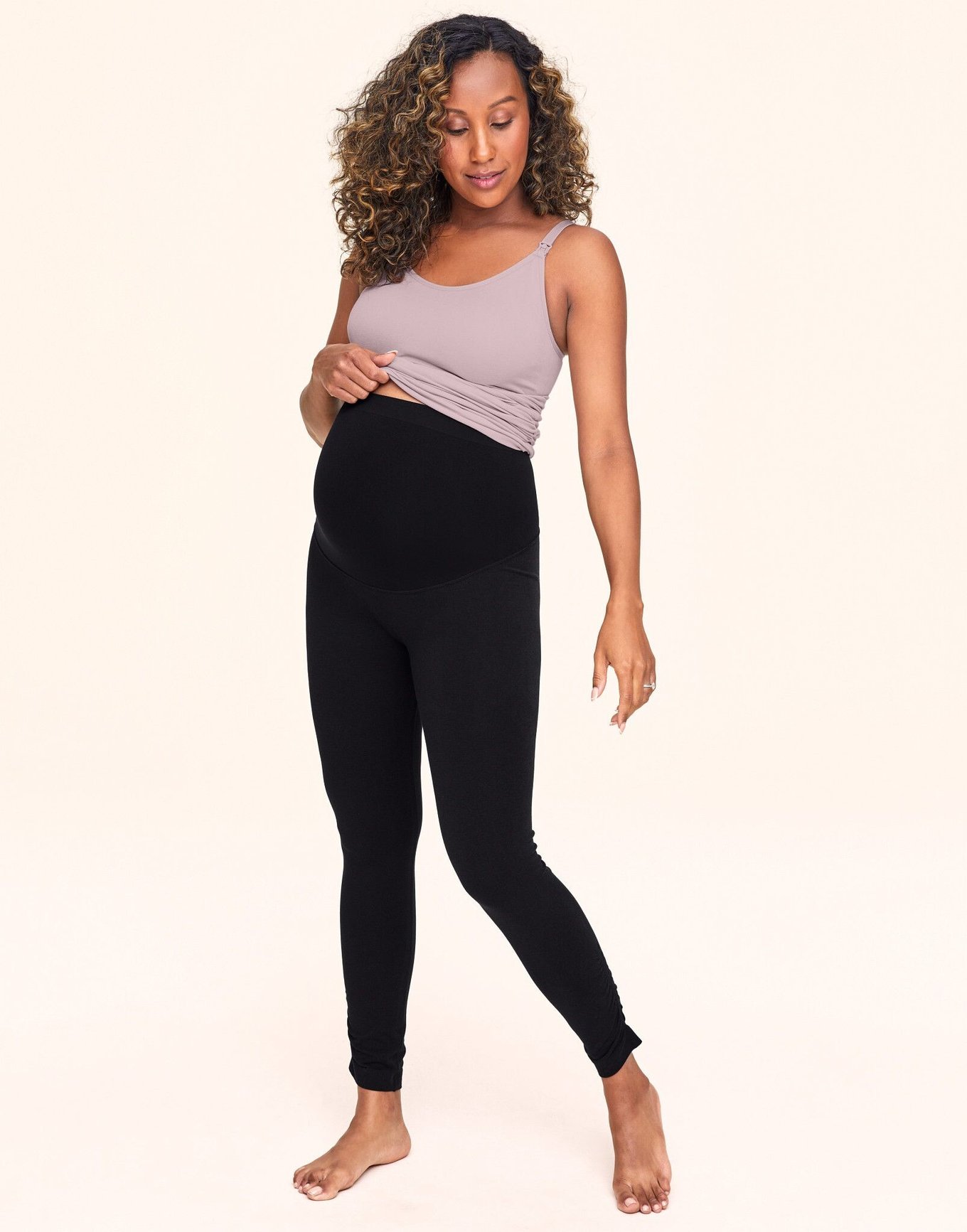 BLANQI Black Sport Support Hipster Contour Maternity Leggings Size