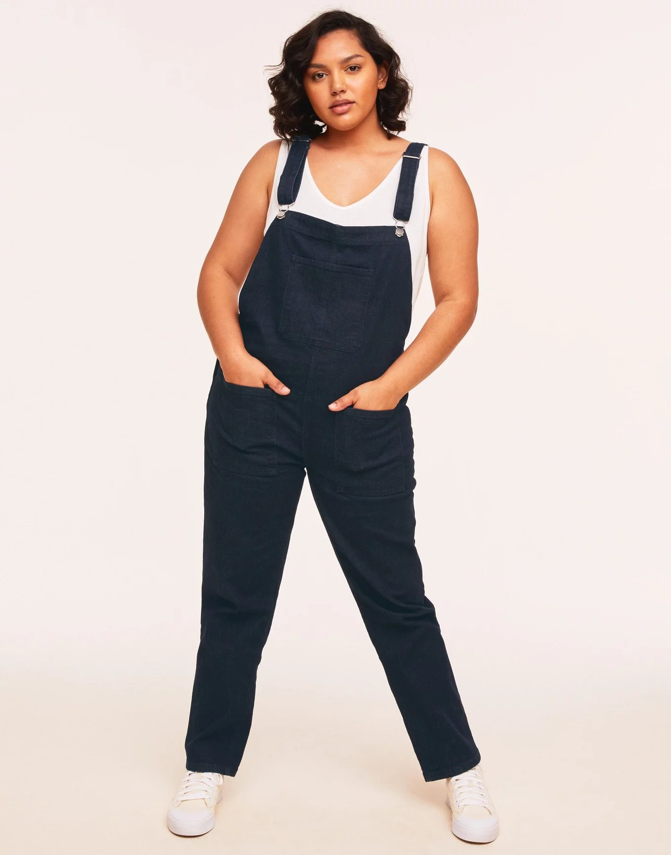 Jasmine Jumpsuit Dark Blue Plus Back Pockets, 1X | Adore Me